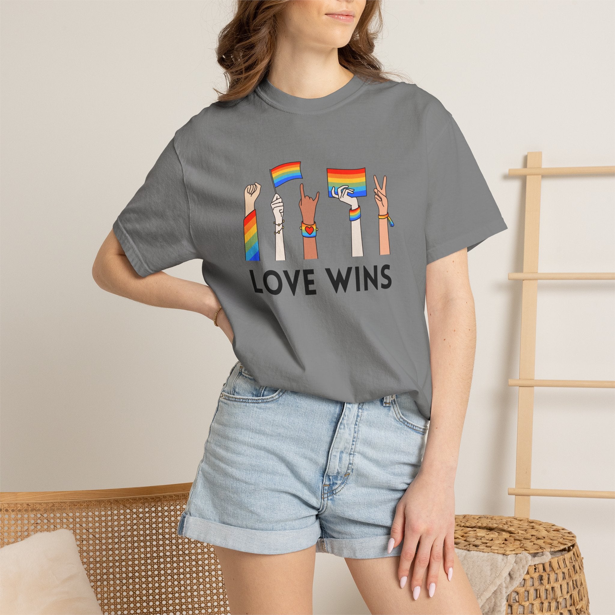 Love Wins T-Shirt — Rainbow Pride Hands Graphic Tee