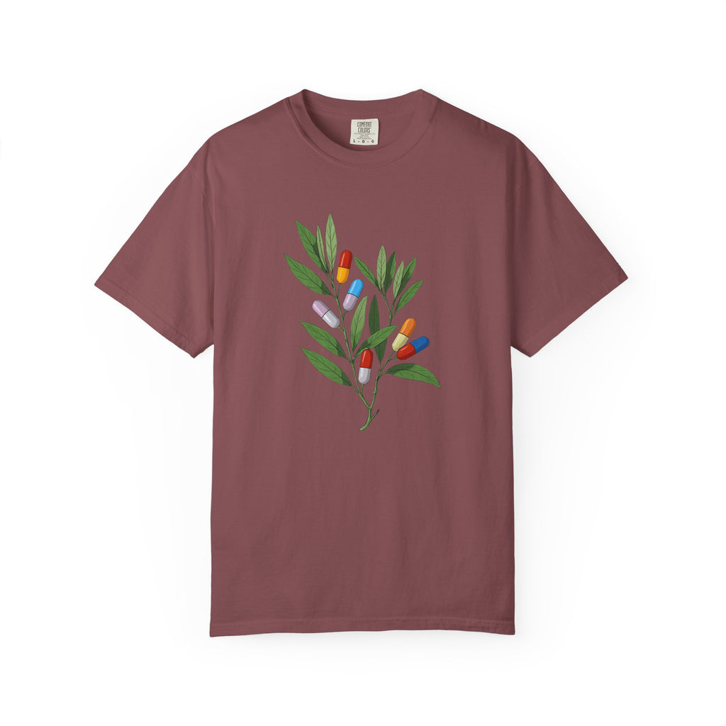 Botanical Floral Tee — Colorful Leaf & Bud Illustration T-Shirt