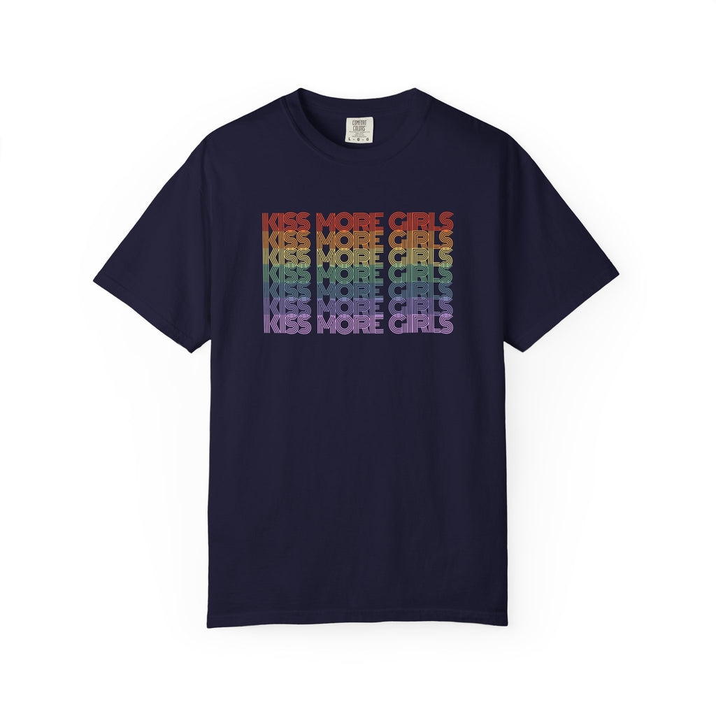 Kiss More Girls Rainbow Graphic T-Shirt