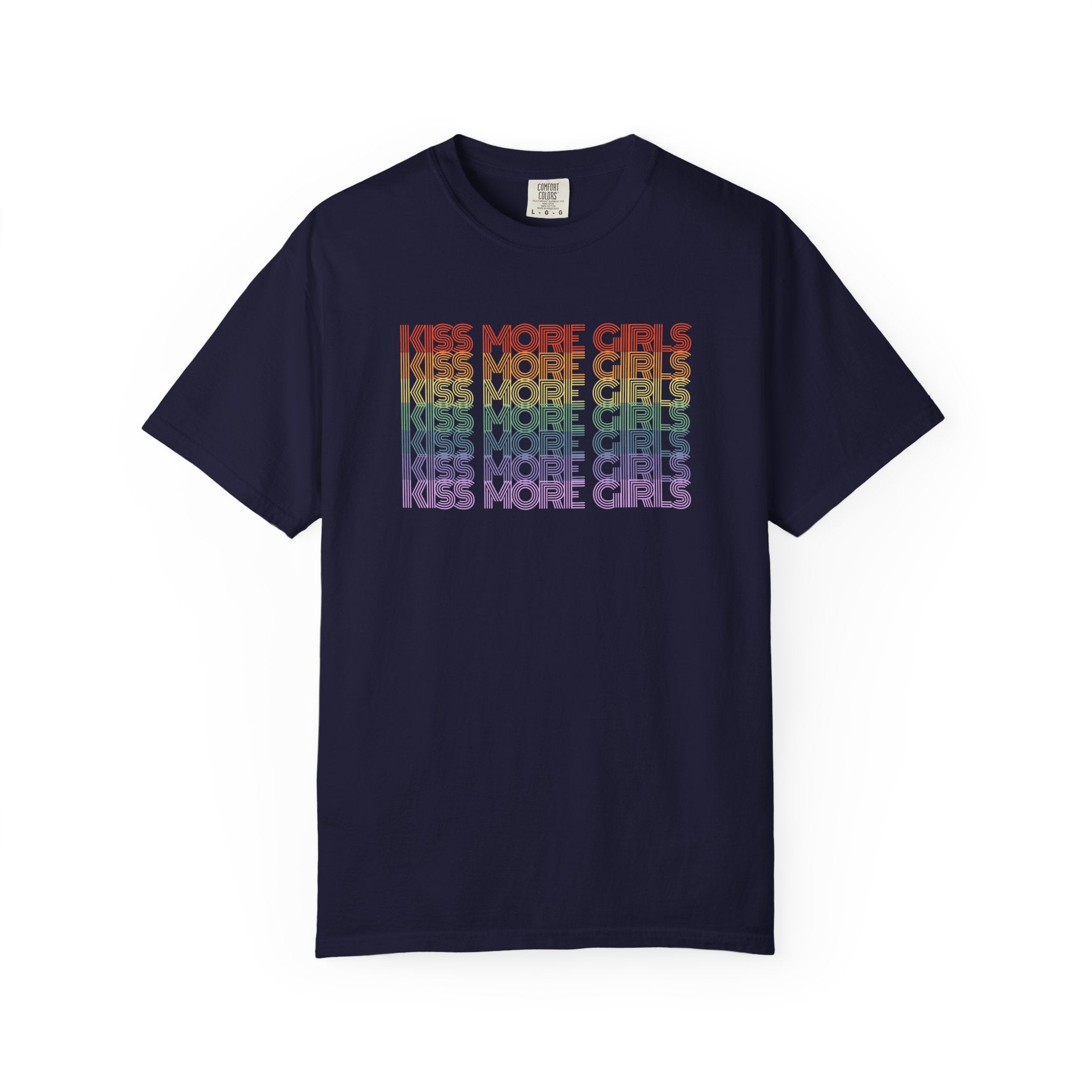 Kiss More Girls Rainbow Graphic T-Shirt