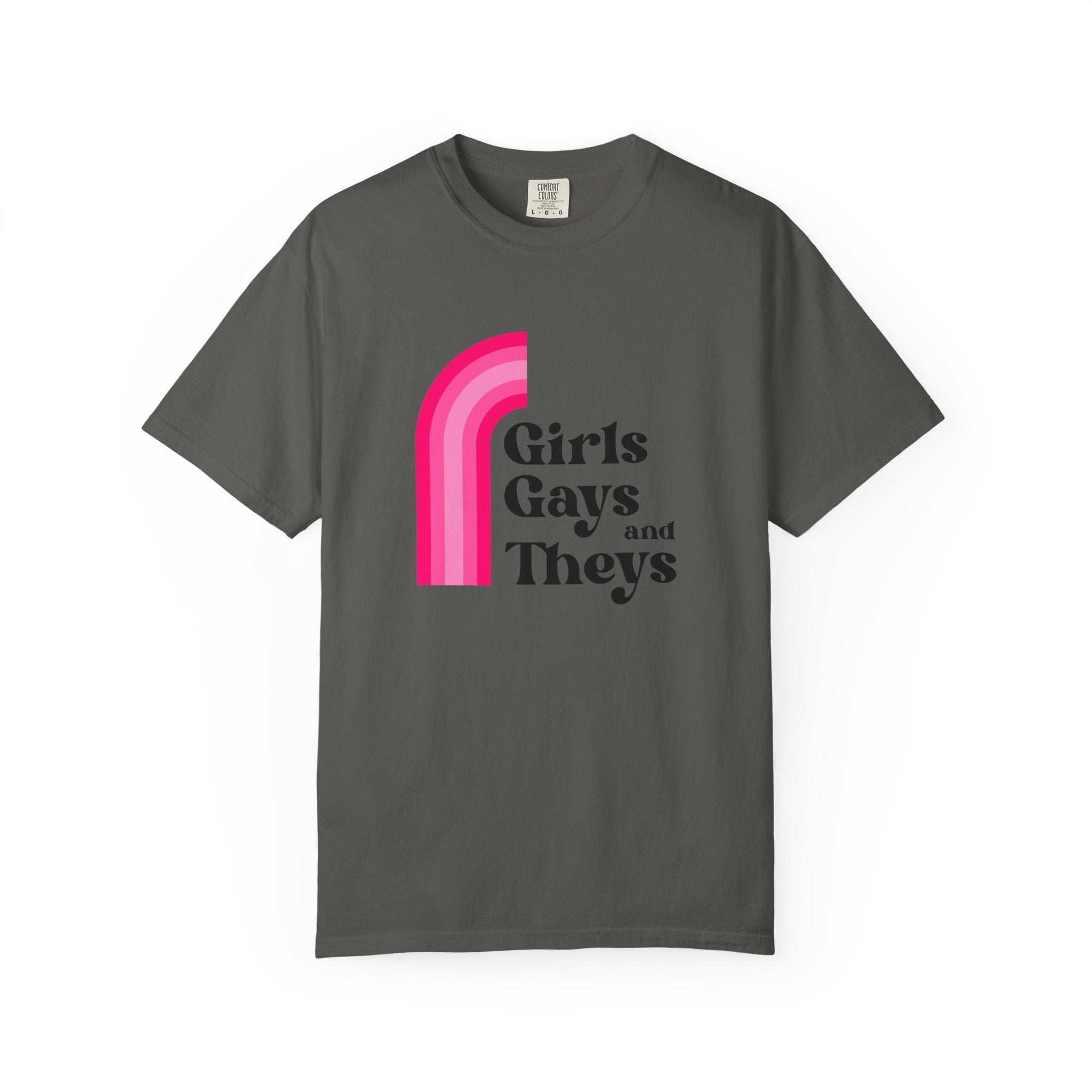 Girls, Gays & Theys T-Shirt — Pride Retro Pink Rainbow Tee