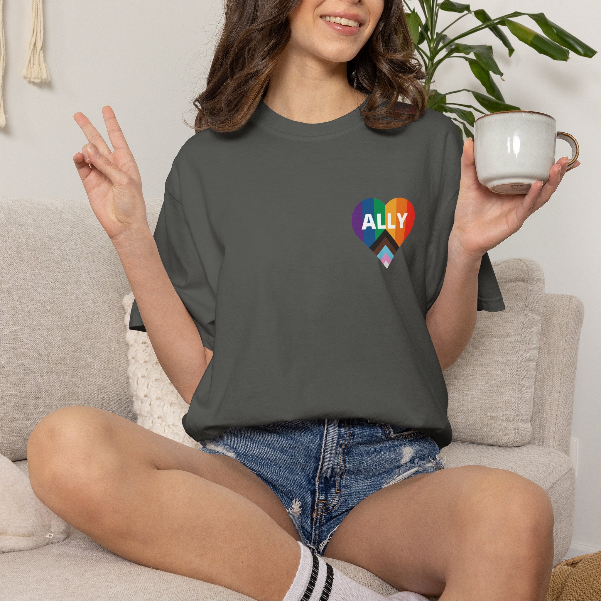 Ally Heart Rainbow T‑Shirt — LGBTQ+ Ally Pride Tee