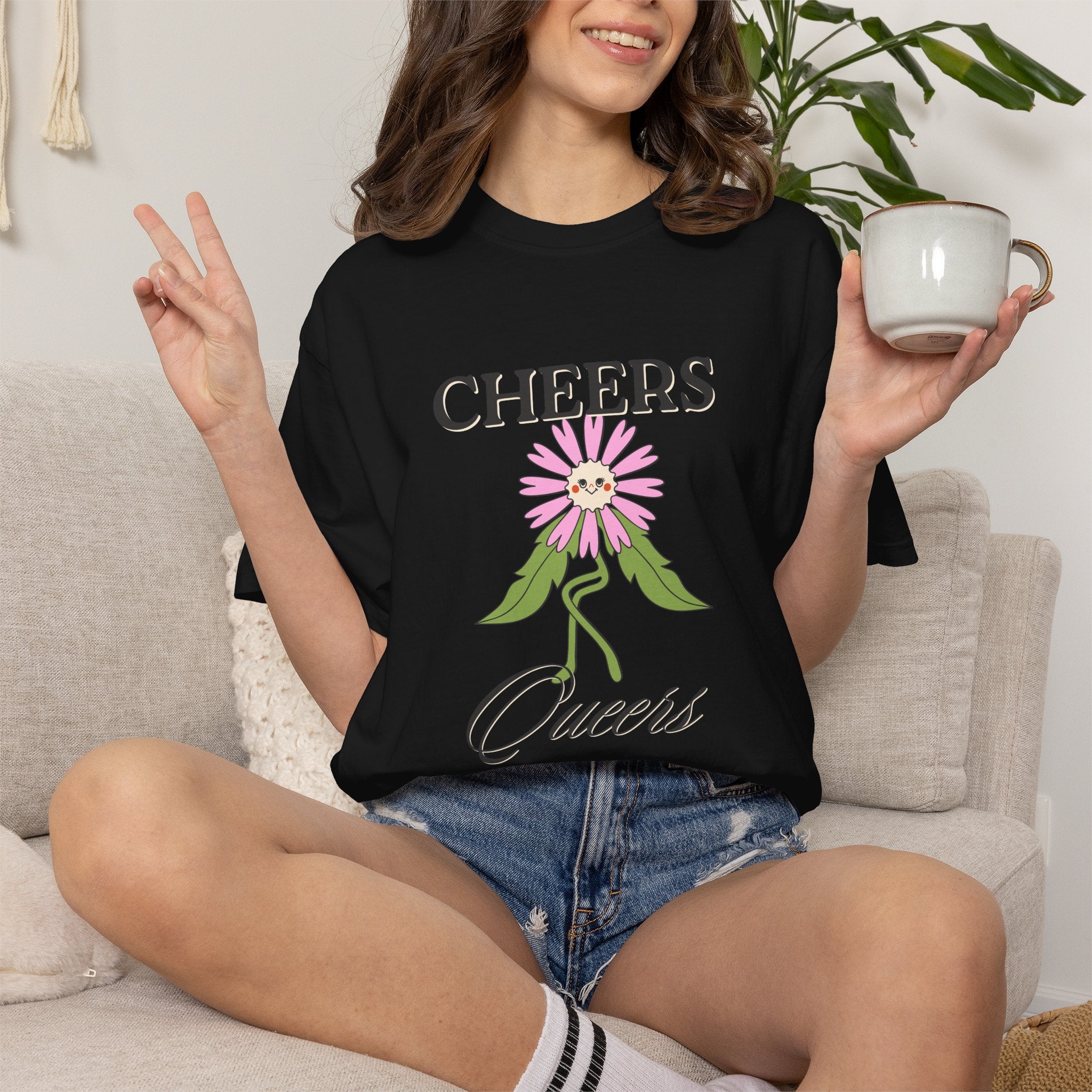 Cheers Queers Floral T-Shirt — Pride Friendly Graphic Tee