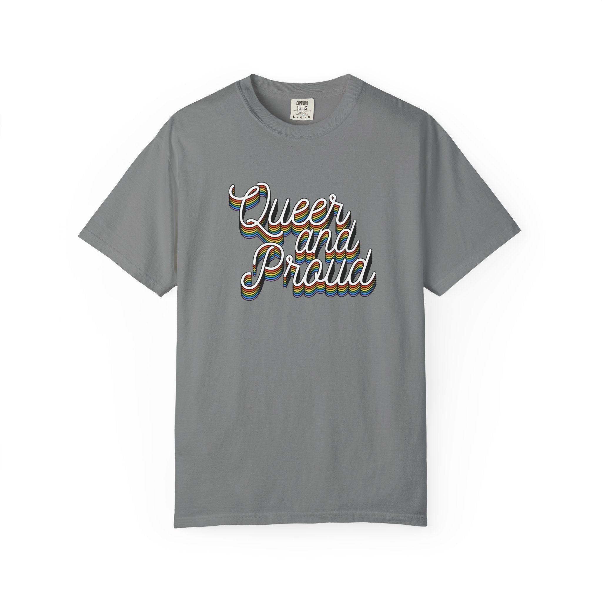 Queer and Proud T-Shirt — Retro Script LGBTQ+ Pride Tee