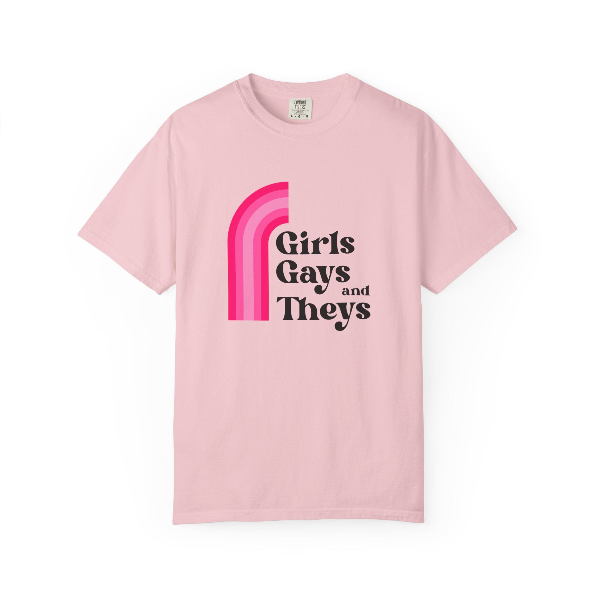 Girls, Gays & Theys T-Shirt — Pride Retro Pink Rainbow Tee