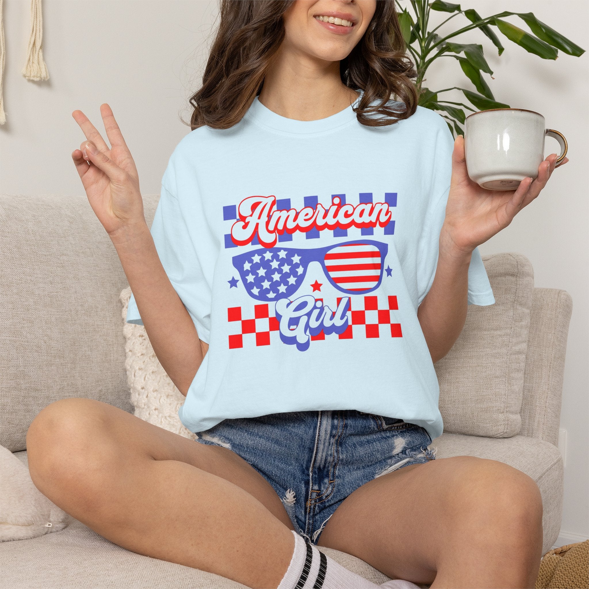 American Girl T-Shirt — Retro Patriotic Sunglasses Tee