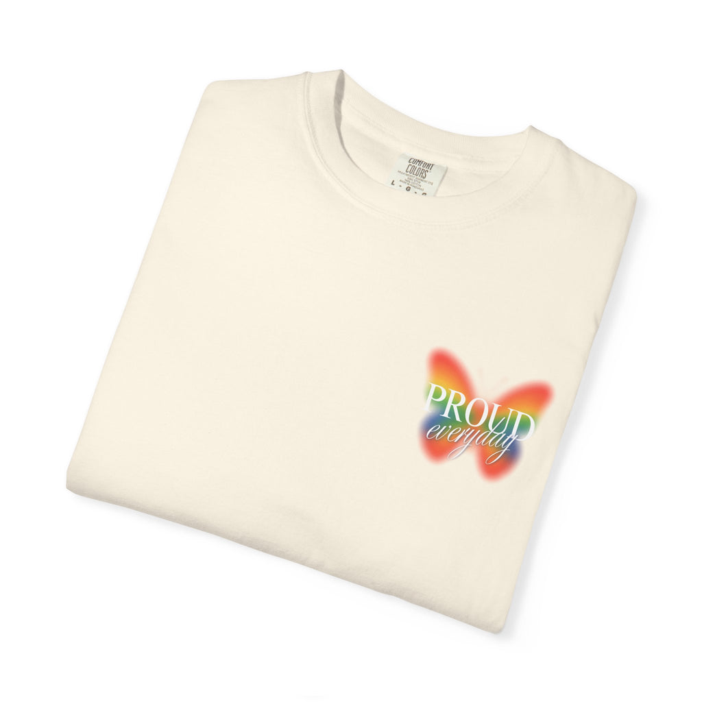 Pride Butterfly T-Shirt — Rainbow "Proud" Graphic Tee