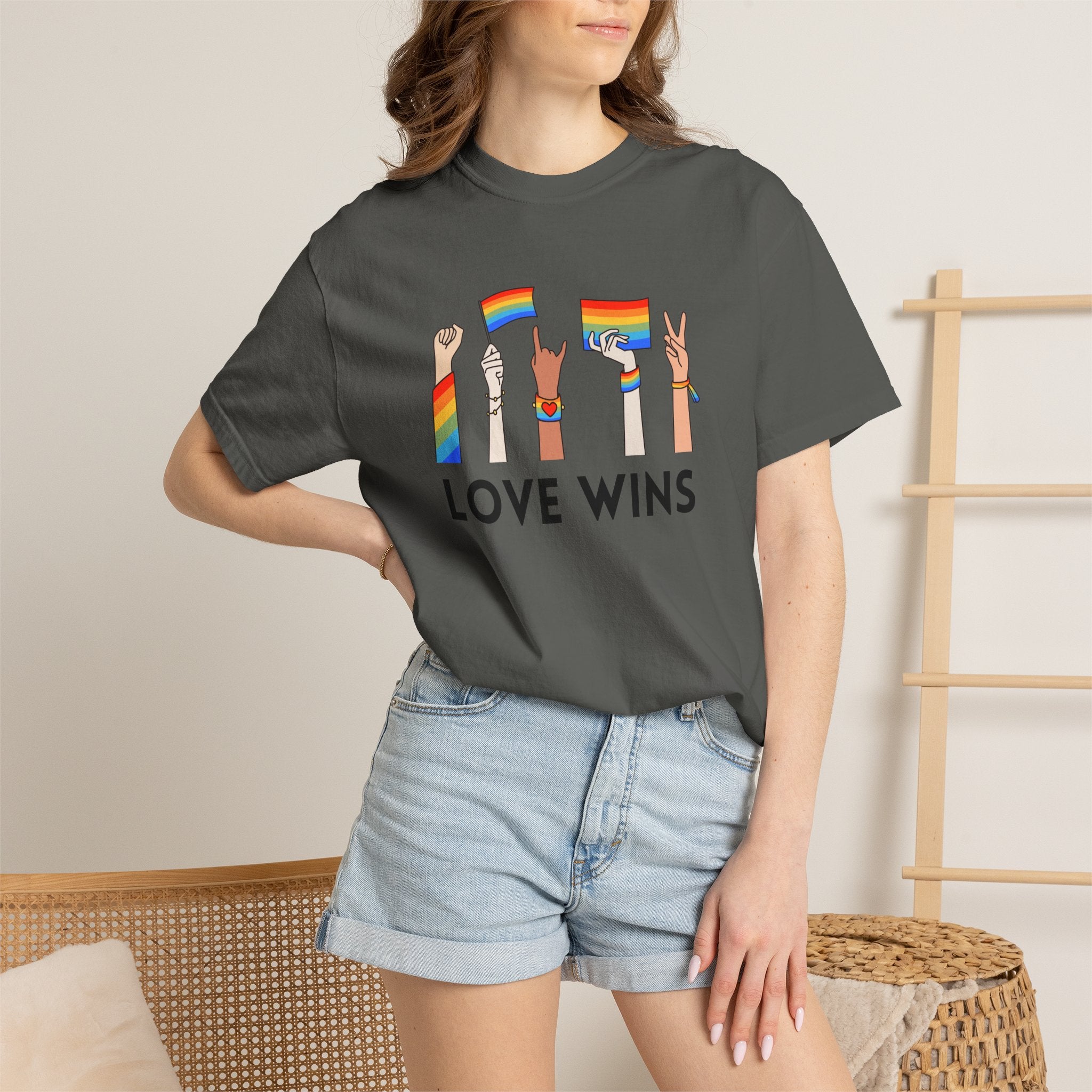 Love Wins T-Shirt — Rainbow Pride Hands Graphic Tee