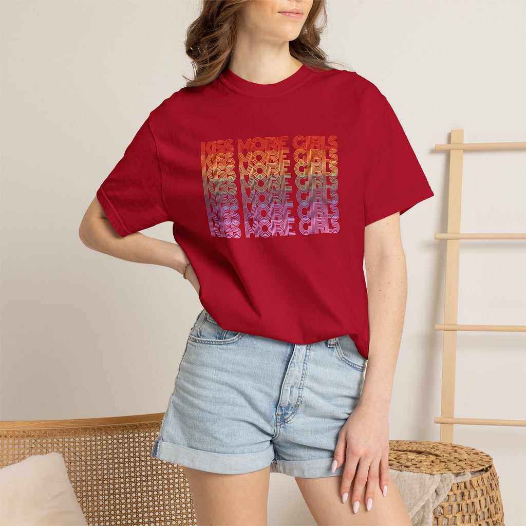 Kiss More Girls Rainbow Graphic T-Shirt