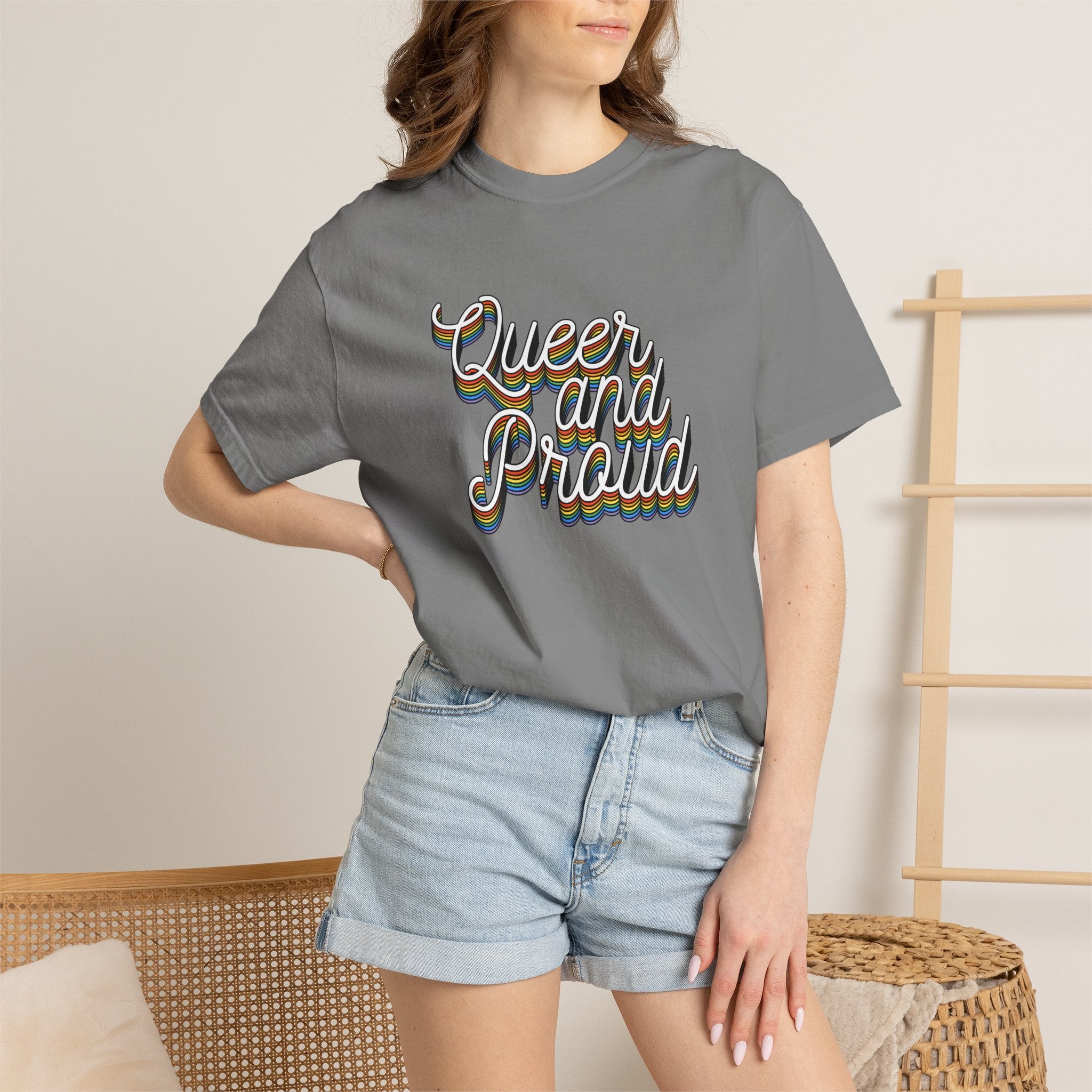 Queer and Proud T-Shirt — Retro Script LGBTQ+ Pride Tee