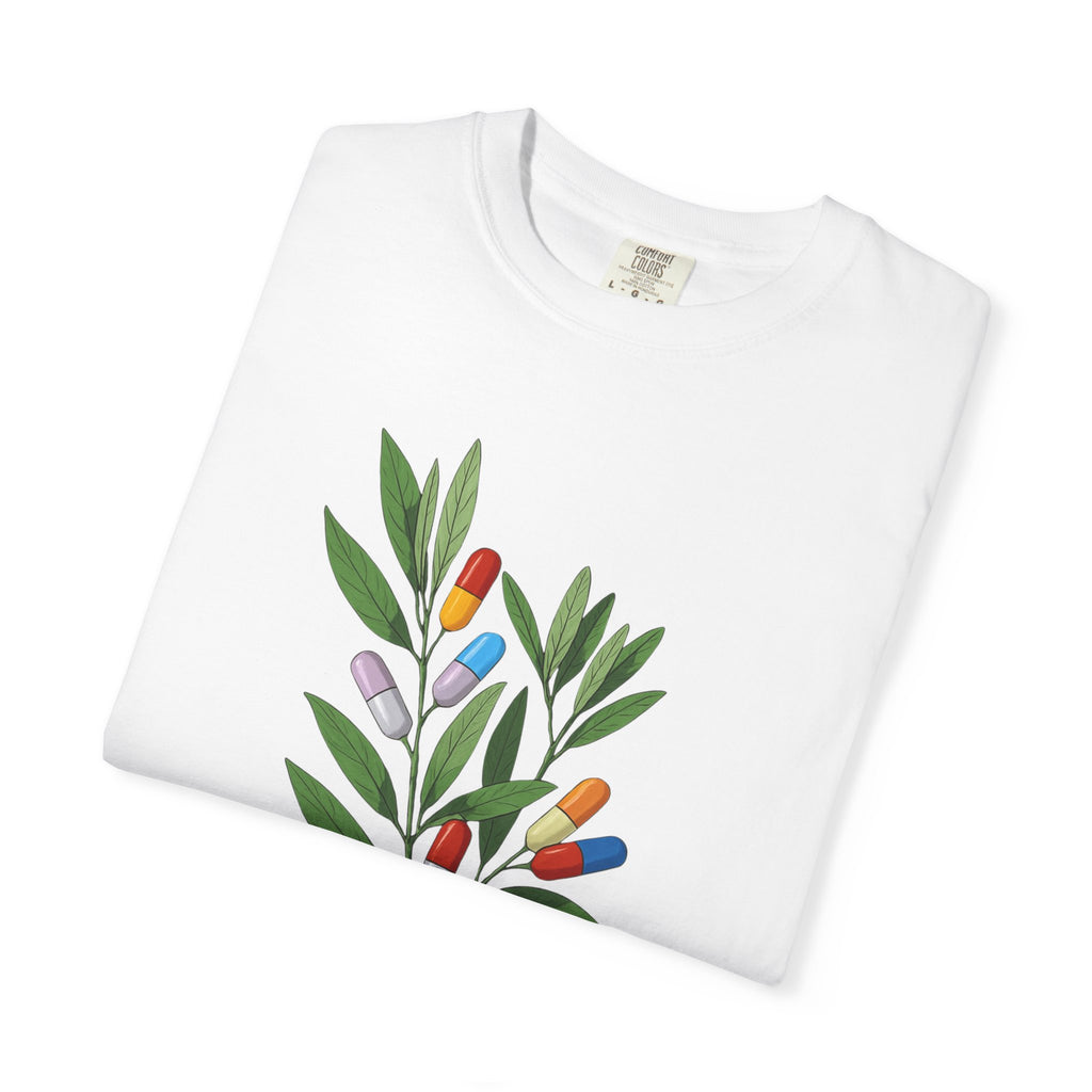 Botanical Floral Tee — Colorful Leaf & Bud Illustration T-Shirt