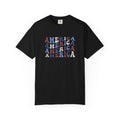 America Repeat Graphic T-Shirt — Retro Red & Blue Patriotic Tee