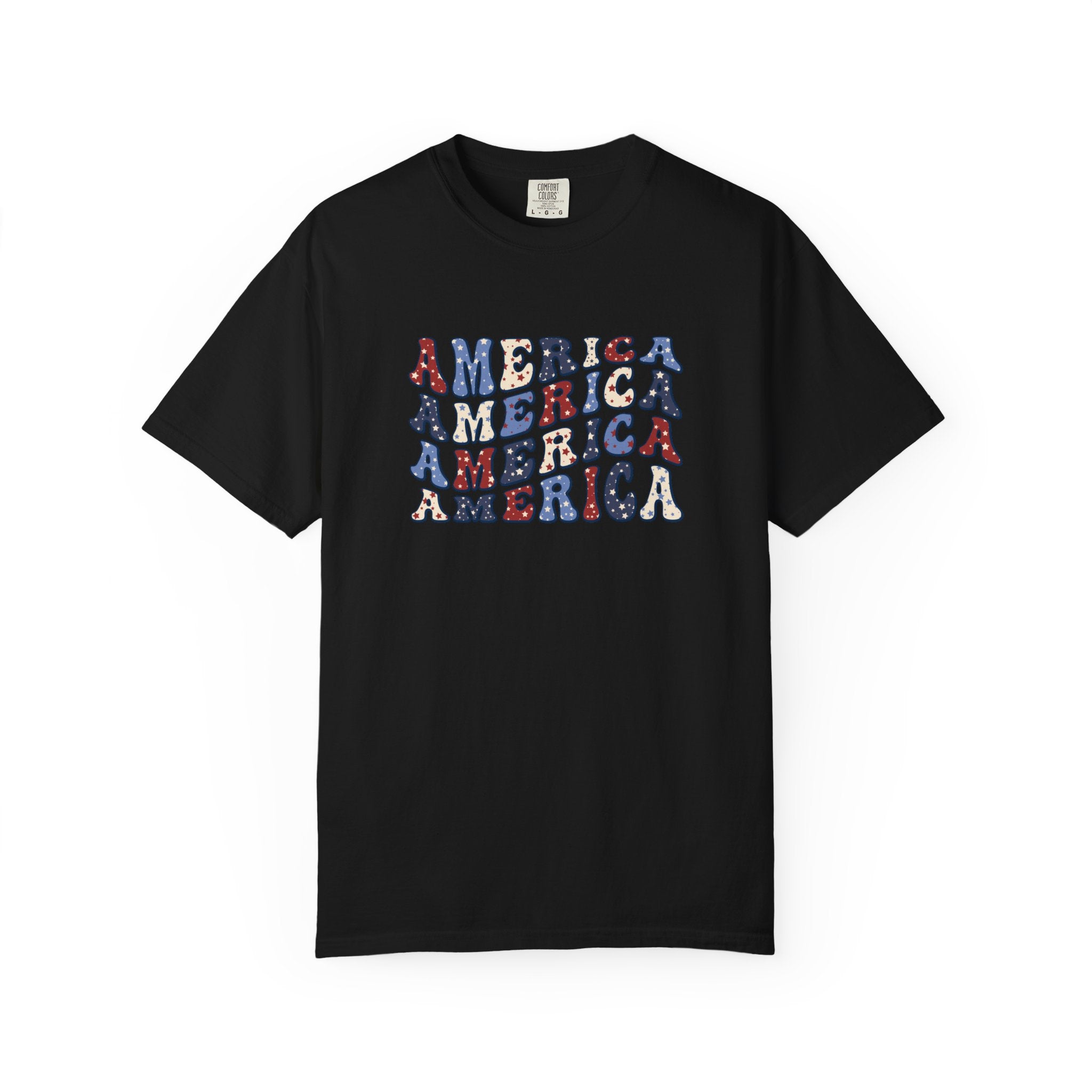 America Repeat Graphic T-Shirt — Retro Red & Blue Patriotic Tee