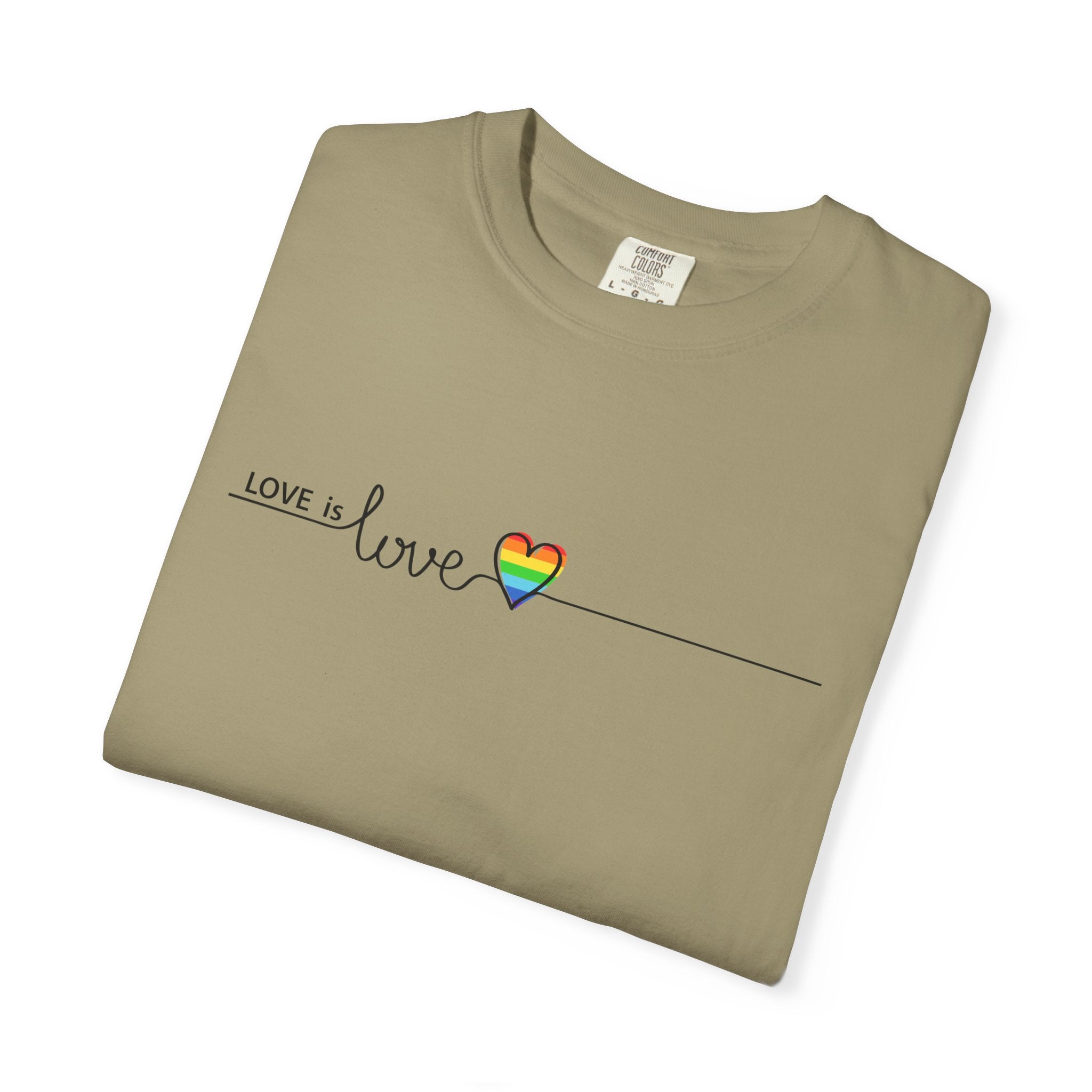 Love is Love T-Shirt — Minimal Rainbow Heart Pride Tee