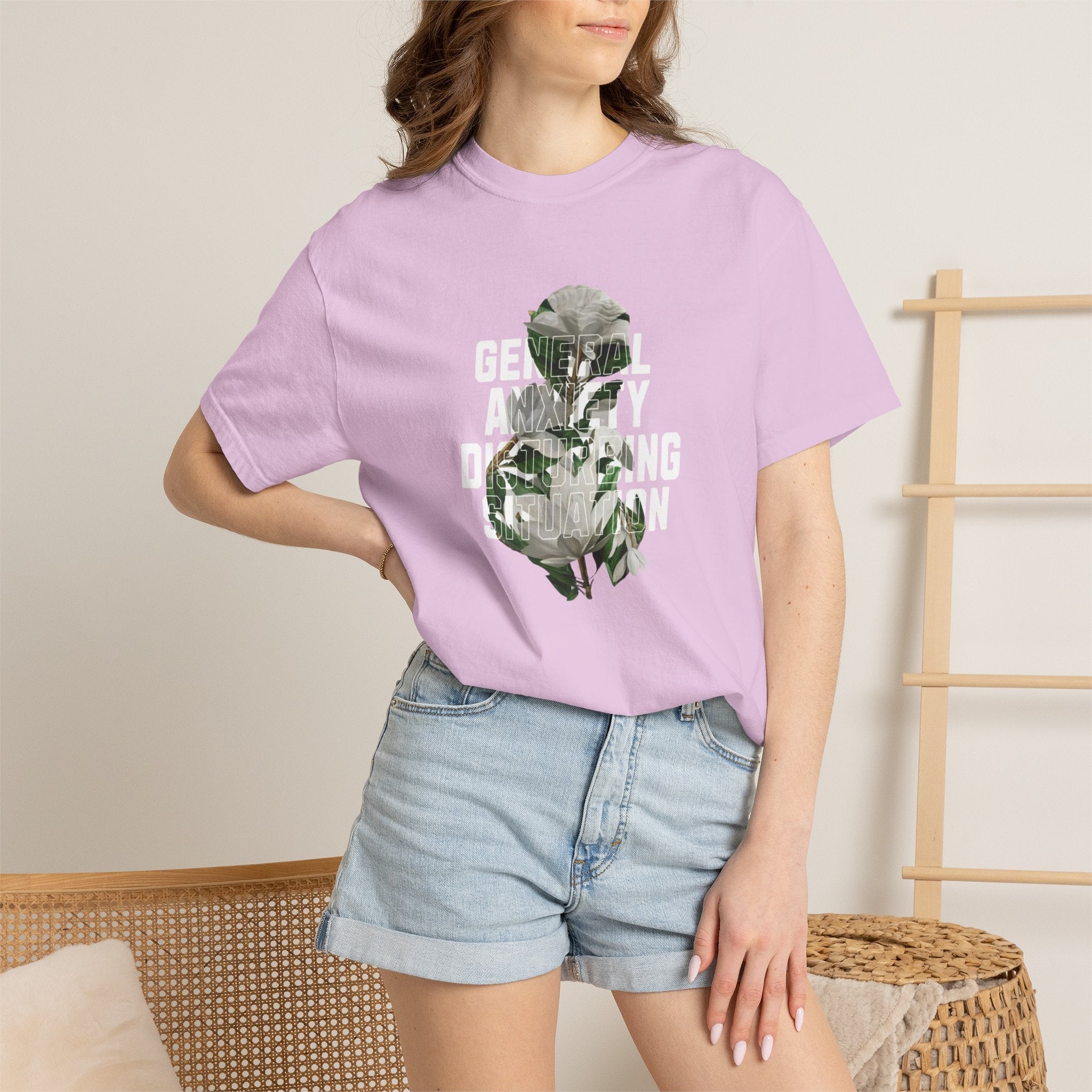 Floral Statement Tee — "Generally Anxious, Dramatic, Overdramatic" Graphic T-Shirt