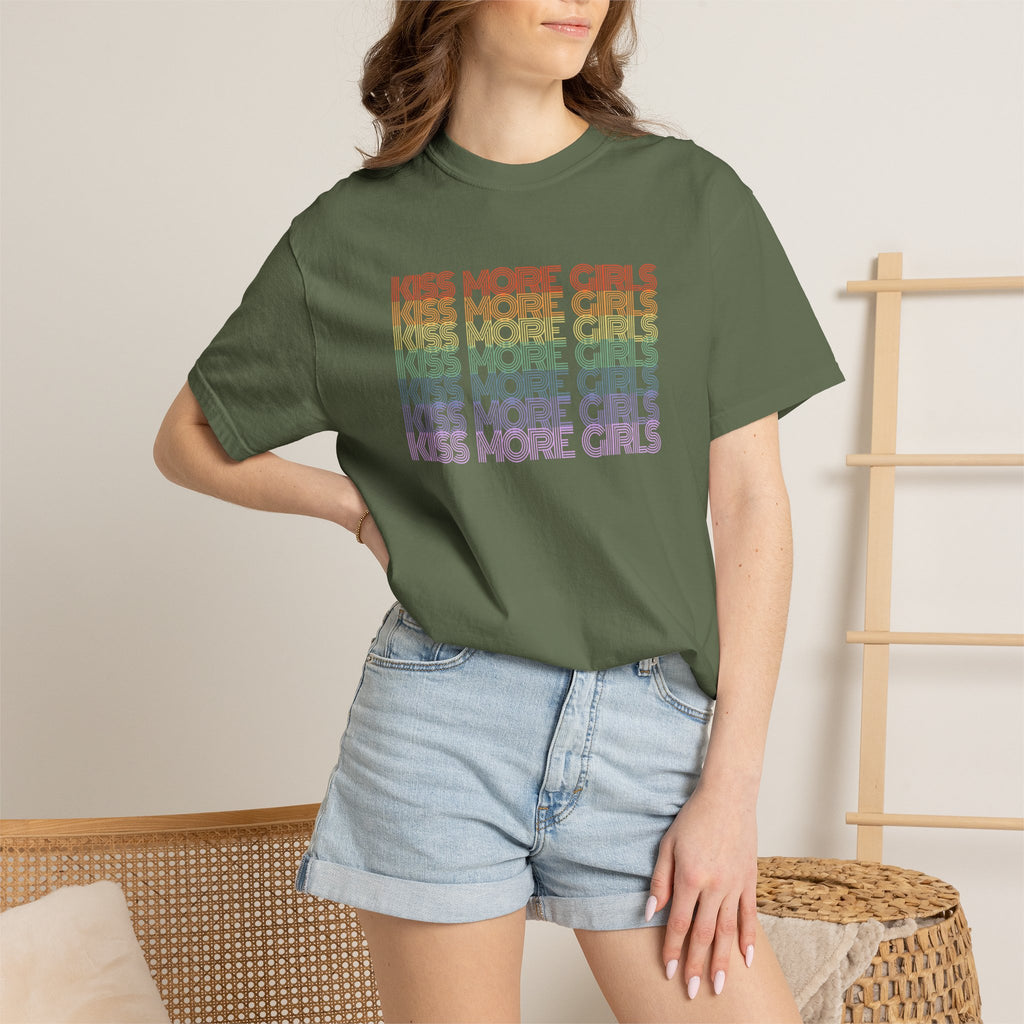 Kiss More Girls Rainbow Graphic T-Shirt