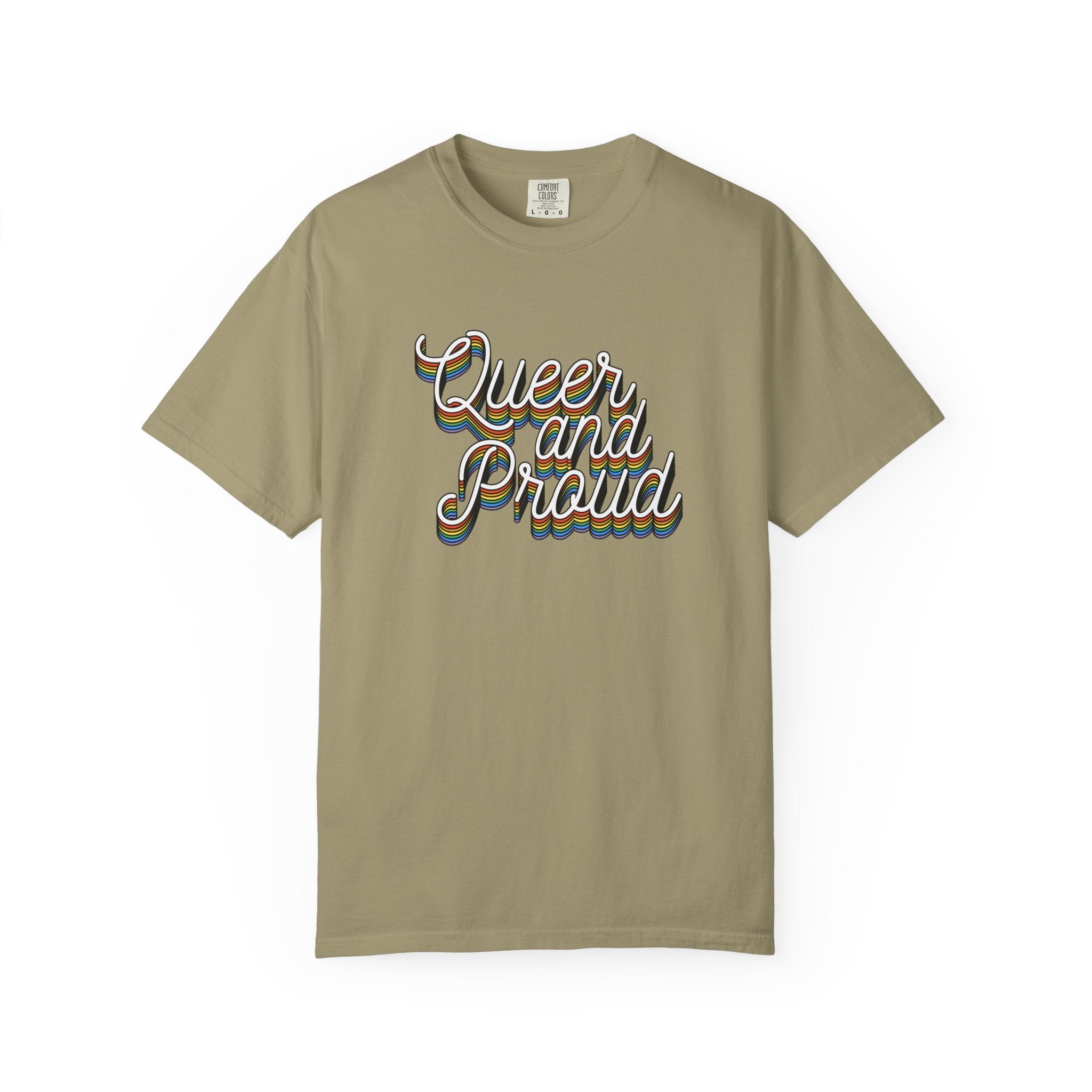 Queer and Proud T-Shirt — Retro Script LGBTQ+ Pride Tee