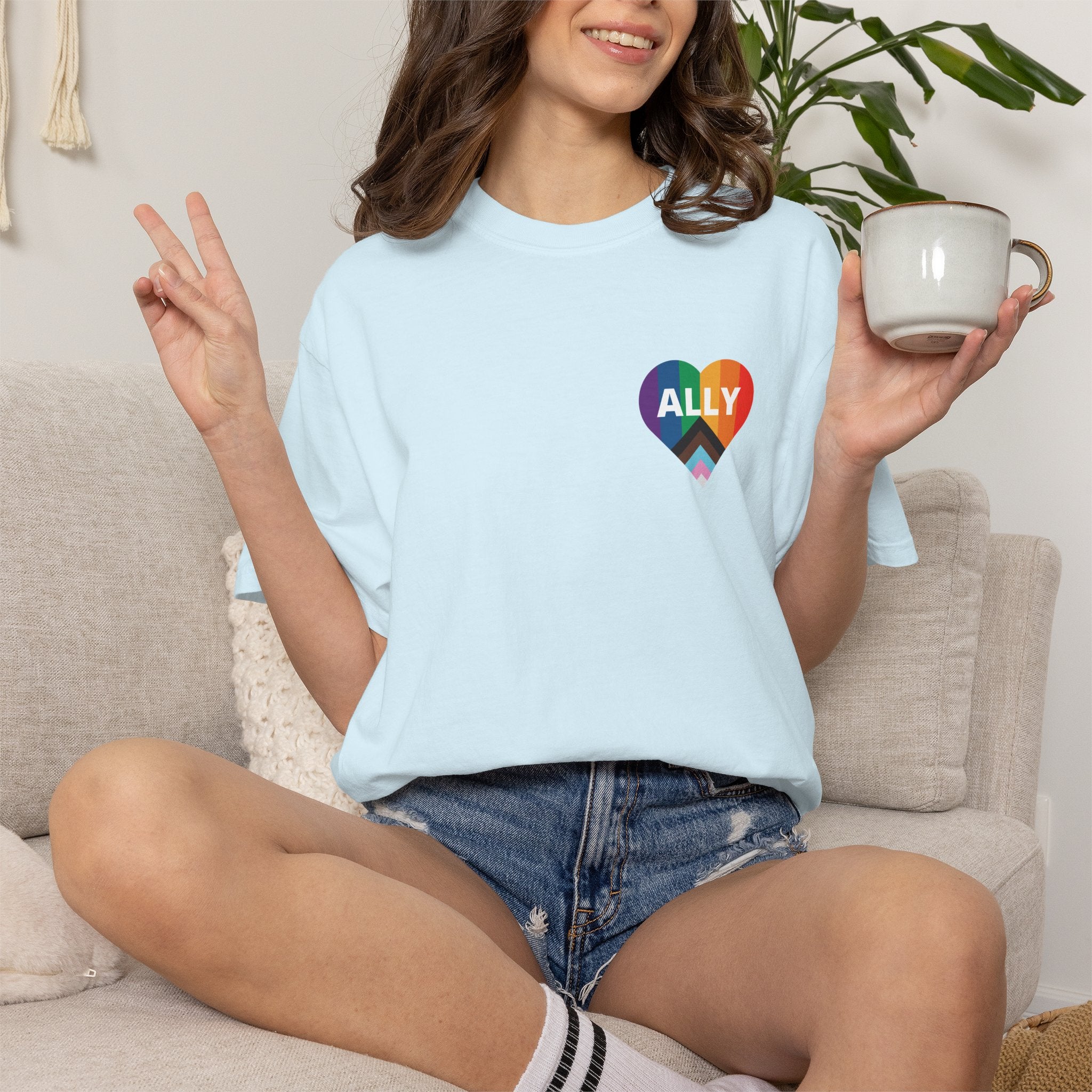 Ally Heart Rainbow T‑Shirt — LGBTQ+ Ally Pride Tee