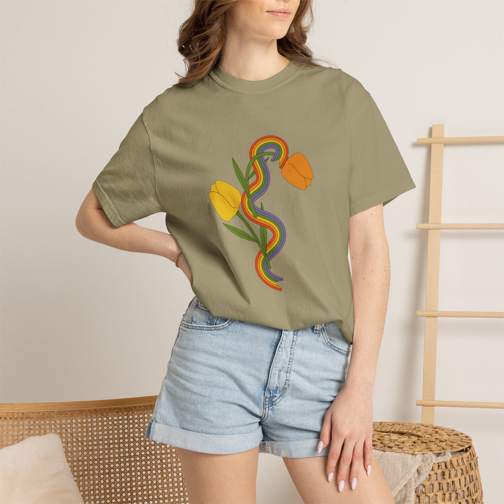 Rainbow Snake & Tulips Graphic T-Shirt