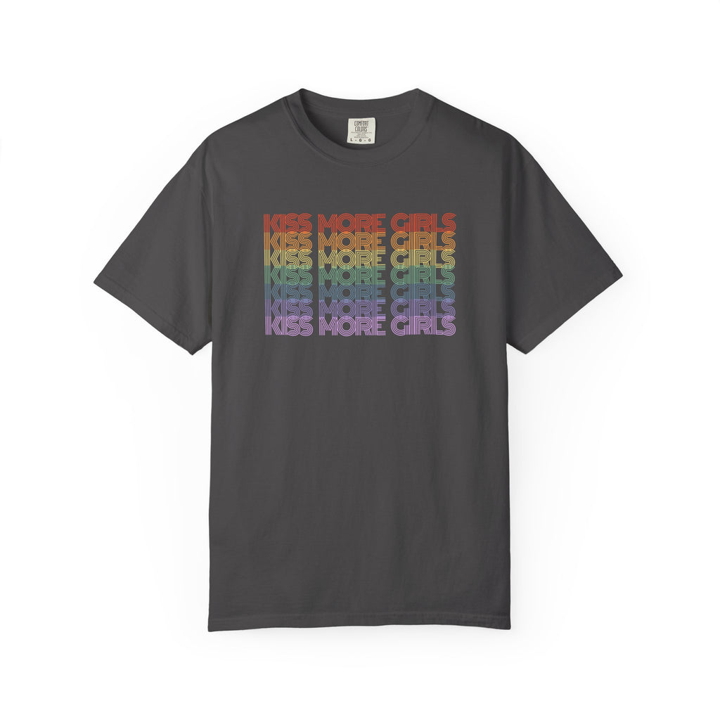 Kiss More Girls Rainbow Graphic T-Shirt