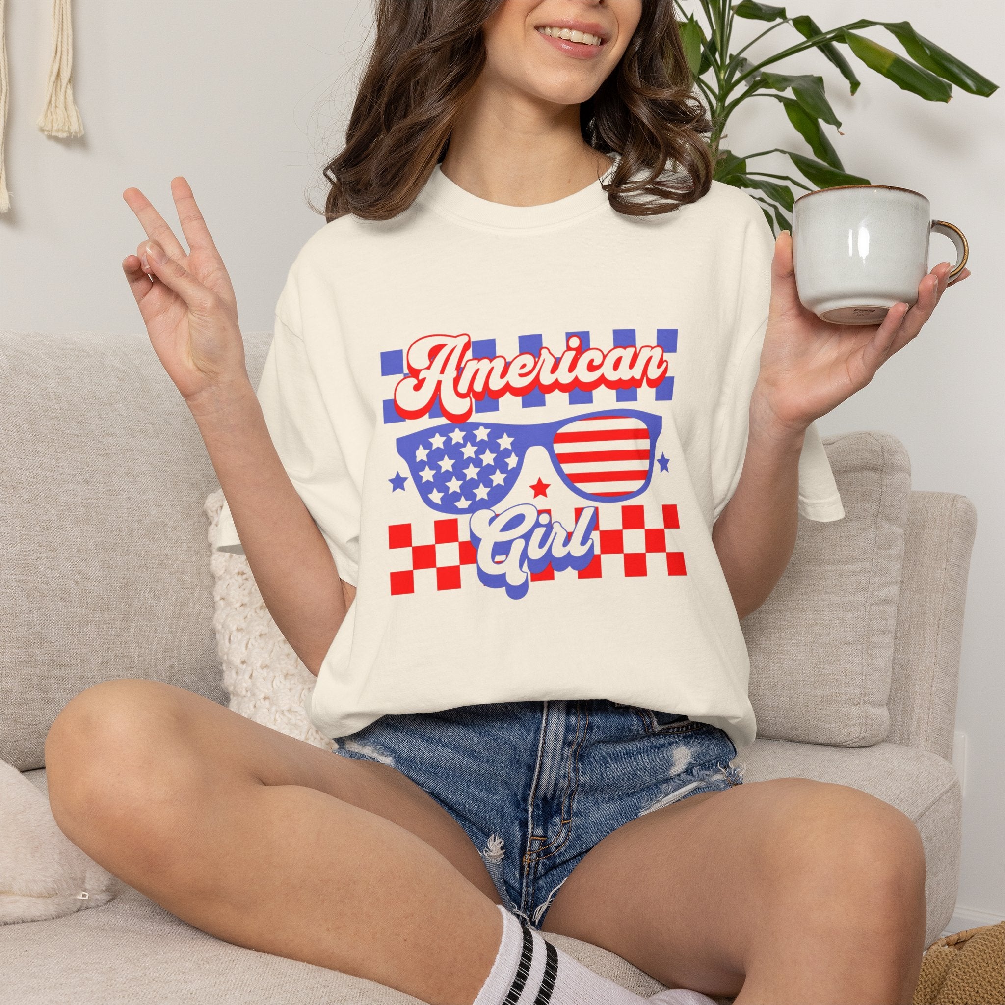 American Girl T-Shirt — Retro Patriotic Sunglasses Tee