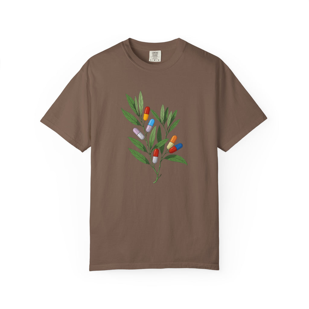 Botanical Floral Tee — Colorful Leaf & Bud Illustration T-Shirt