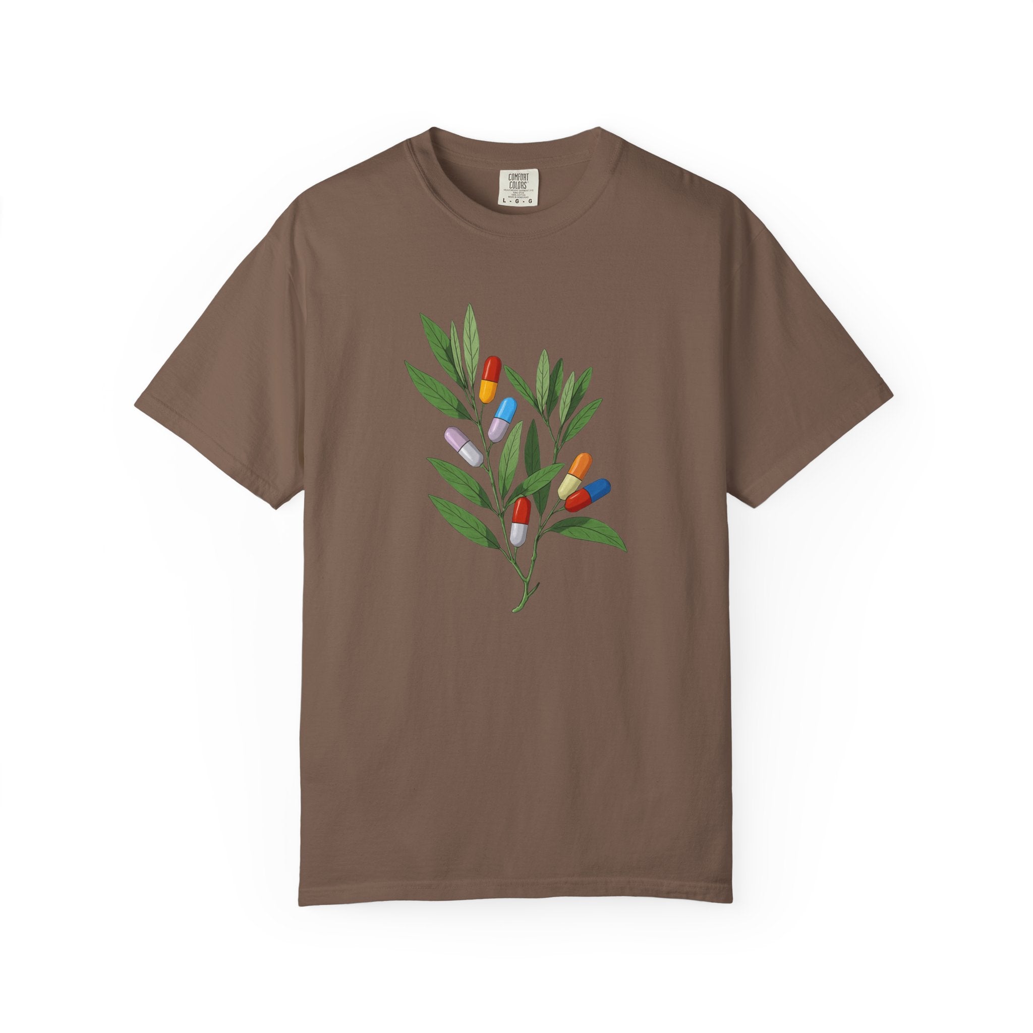 Botanical Floral Tee — Colorful Leaf & Bud Illustration T-Shirt