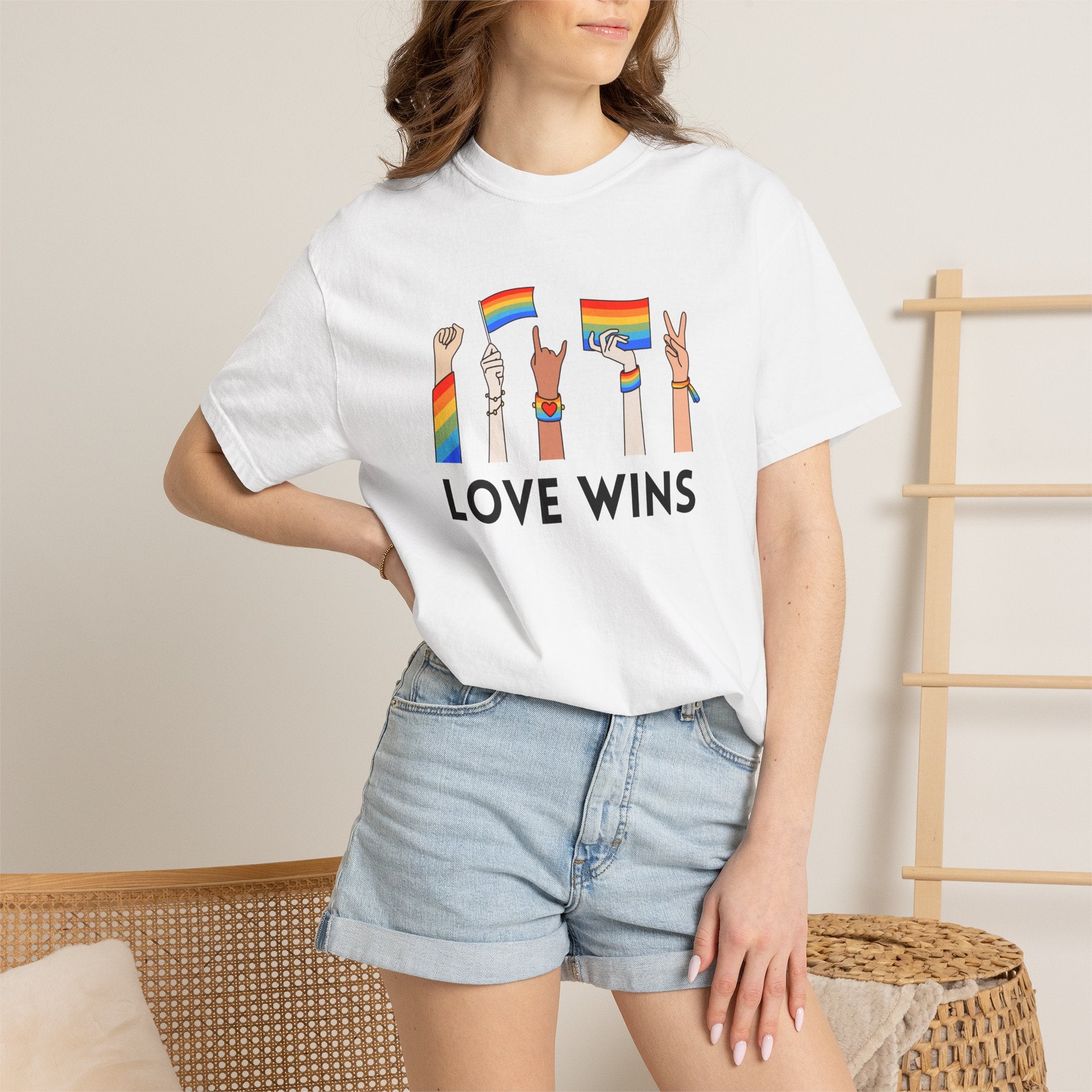 Love Wins T-Shirt — Rainbow Pride Hands Graphic Tee