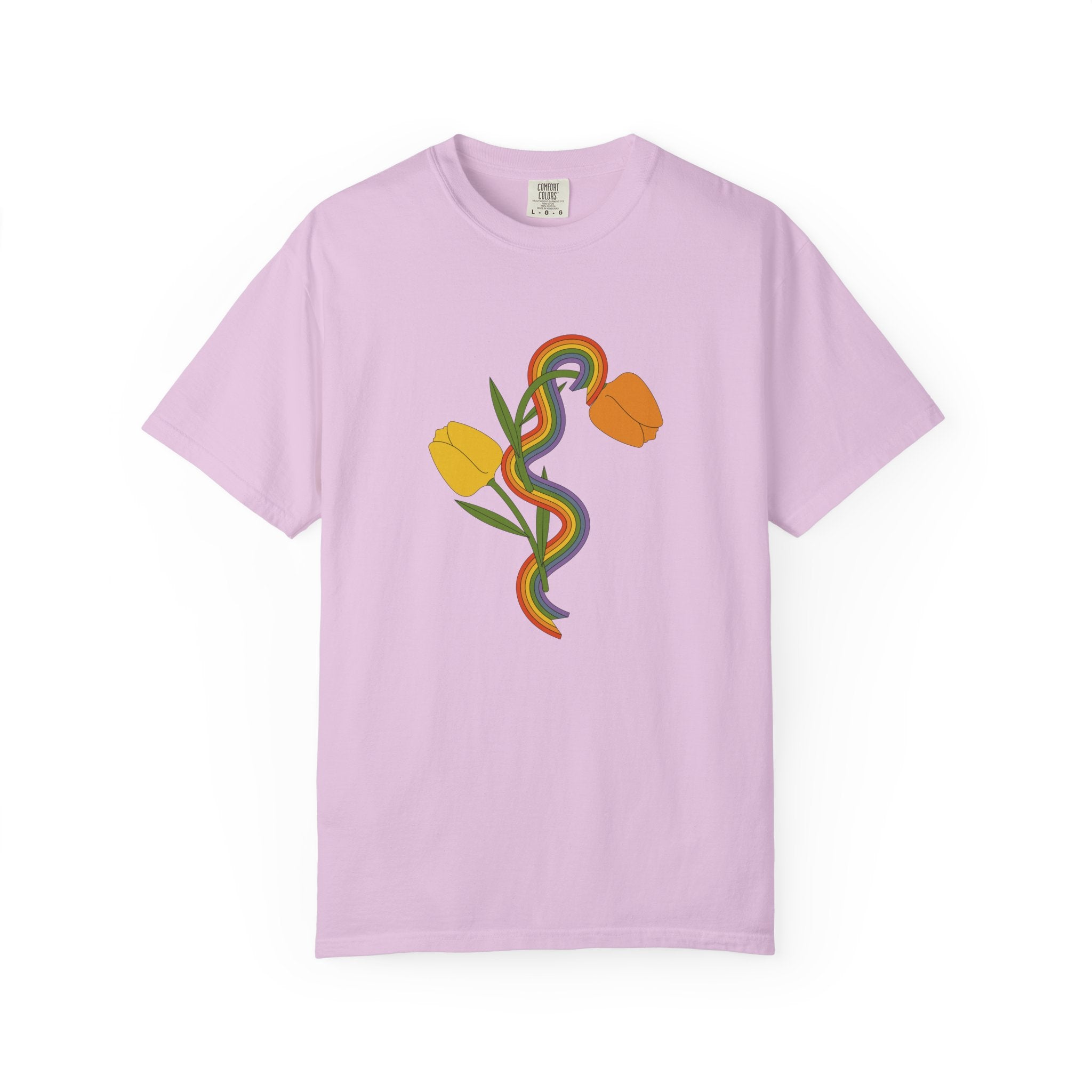 Rainbow Snake & Tulips Graphic T-Shirt