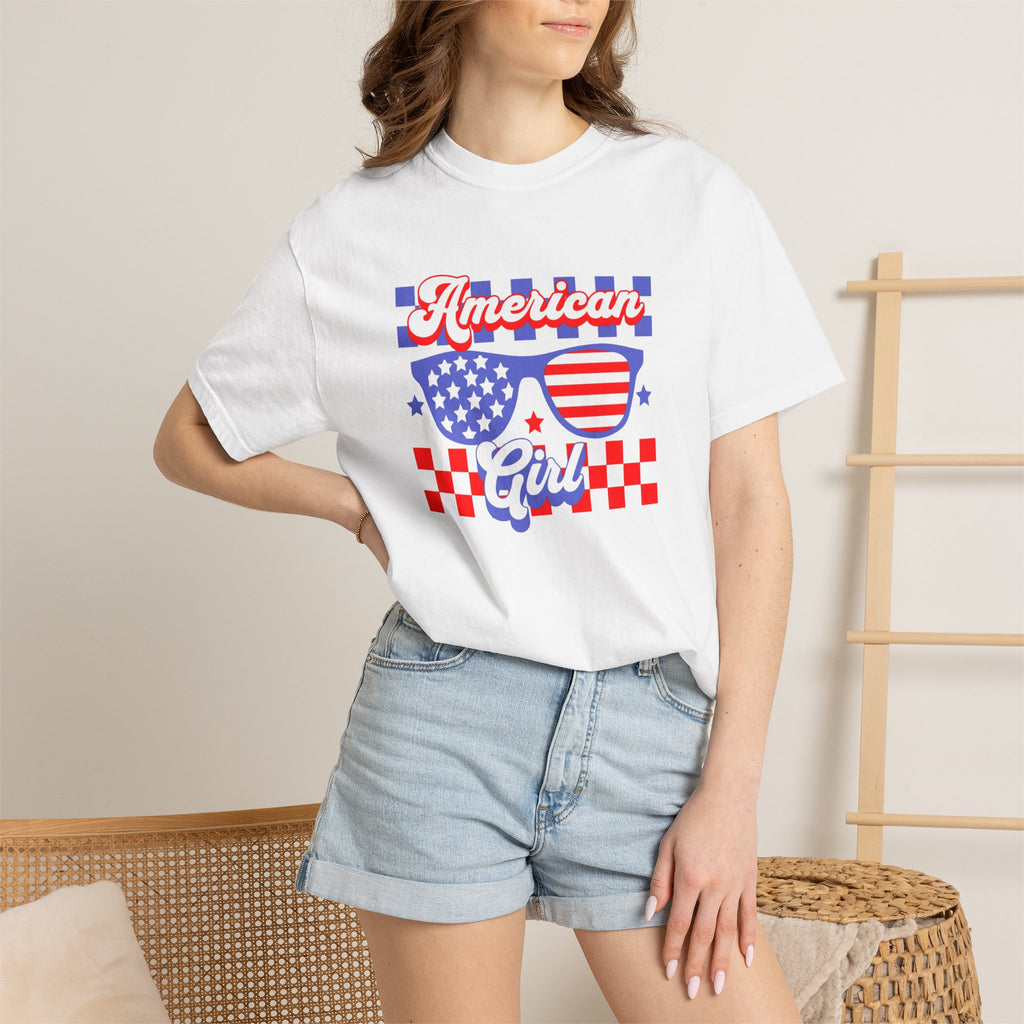 American Girl T-Shirt — Retro Patriotic Sunglasses Tee