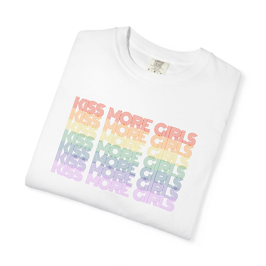Kiss More Girls Rainbow Graphic T-Shirt