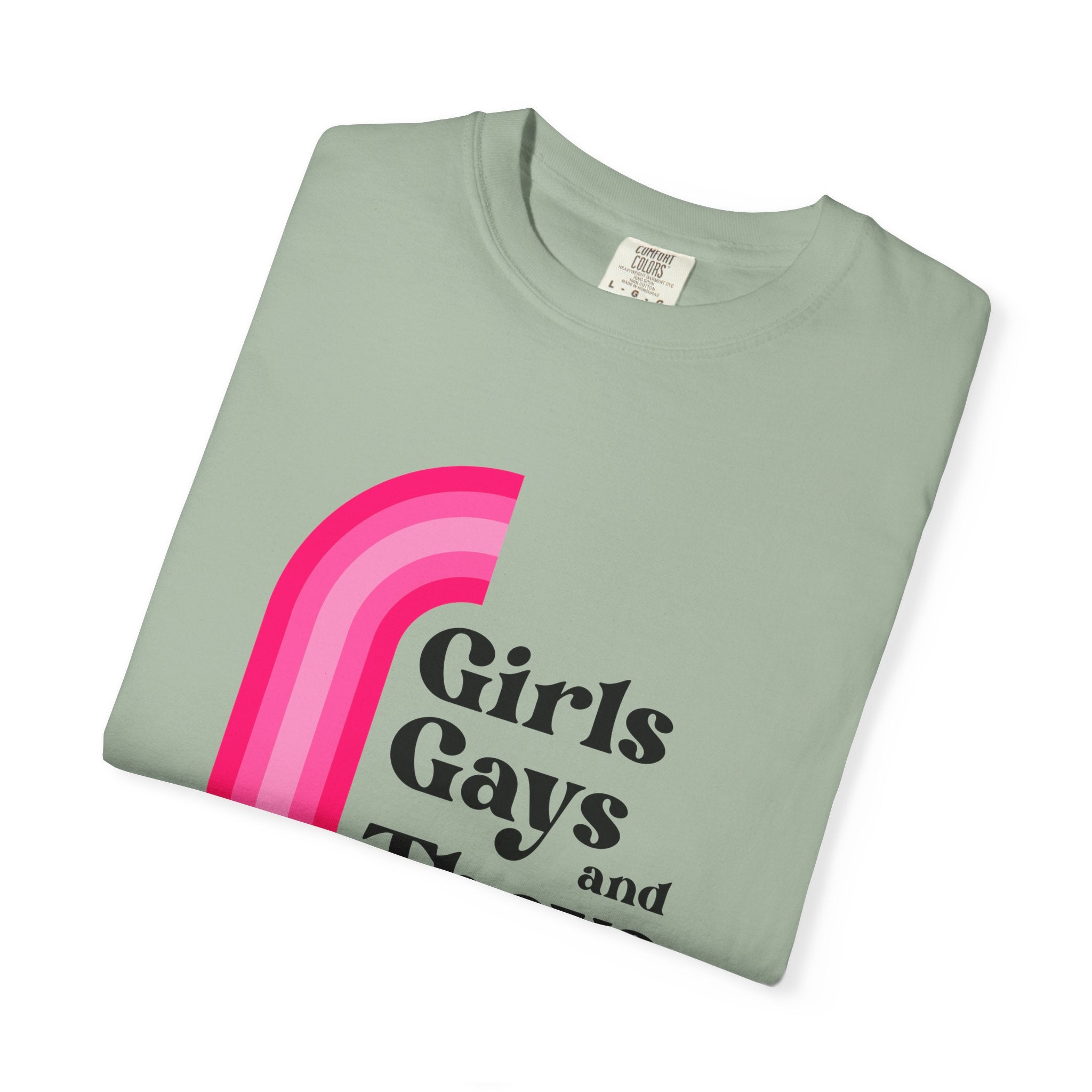 Girls, Gays & Theys T-Shirt — Pride Retro Pink Rainbow Tee