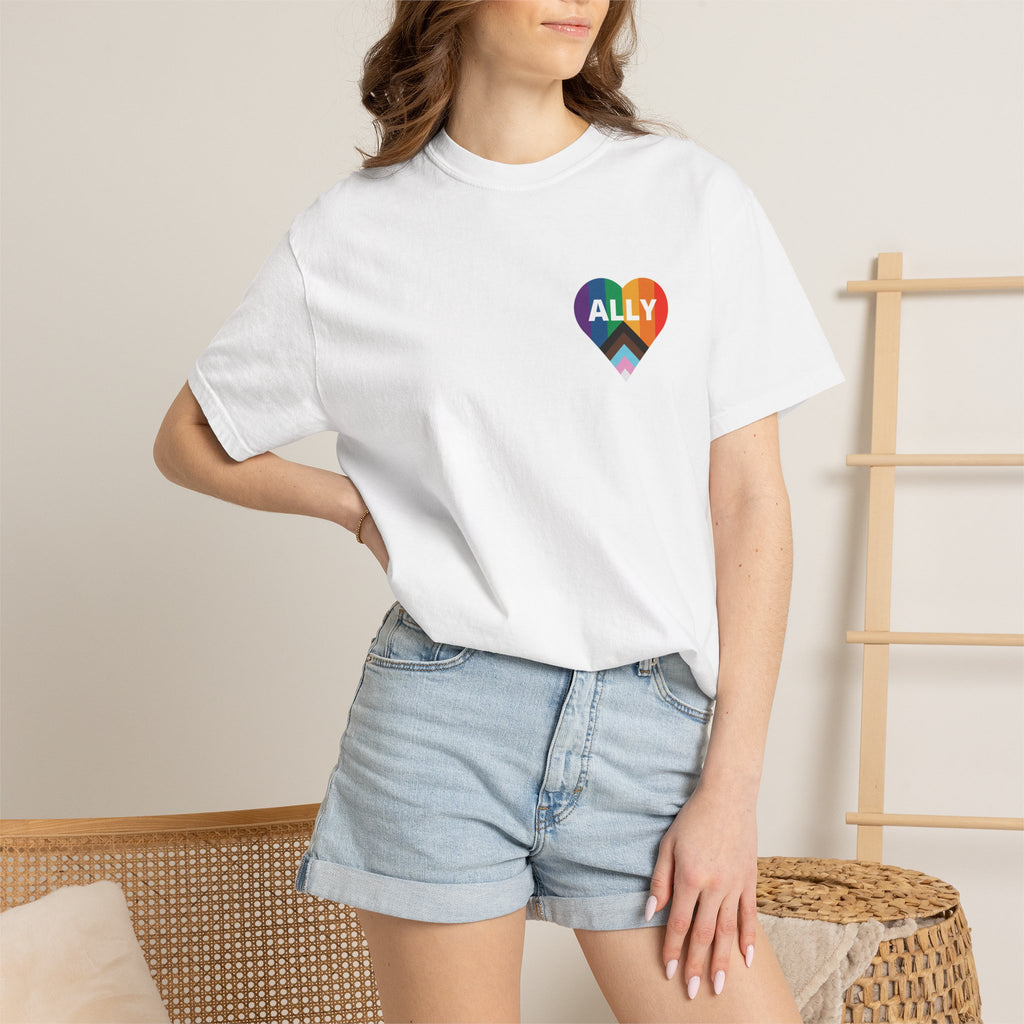 Ally Heart Rainbow T‑Shirt — LGBTQ+ Ally Pride Tee