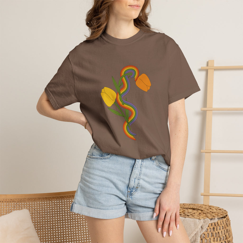 Rainbow Snake & Tulips Graphic T-Shirt