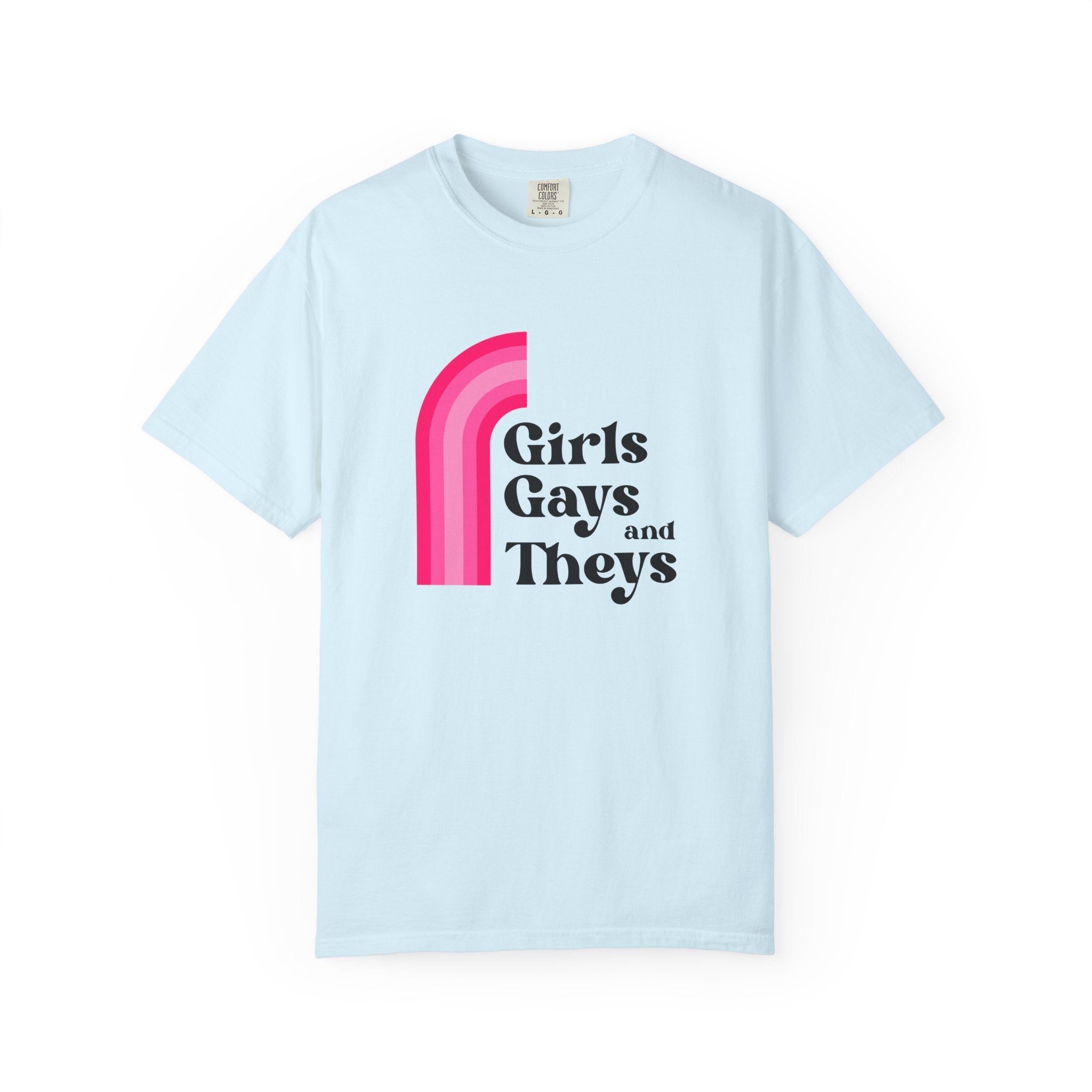 Girls, Gays & Theys T-Shirt — Pride Retro Pink Rainbow Tee