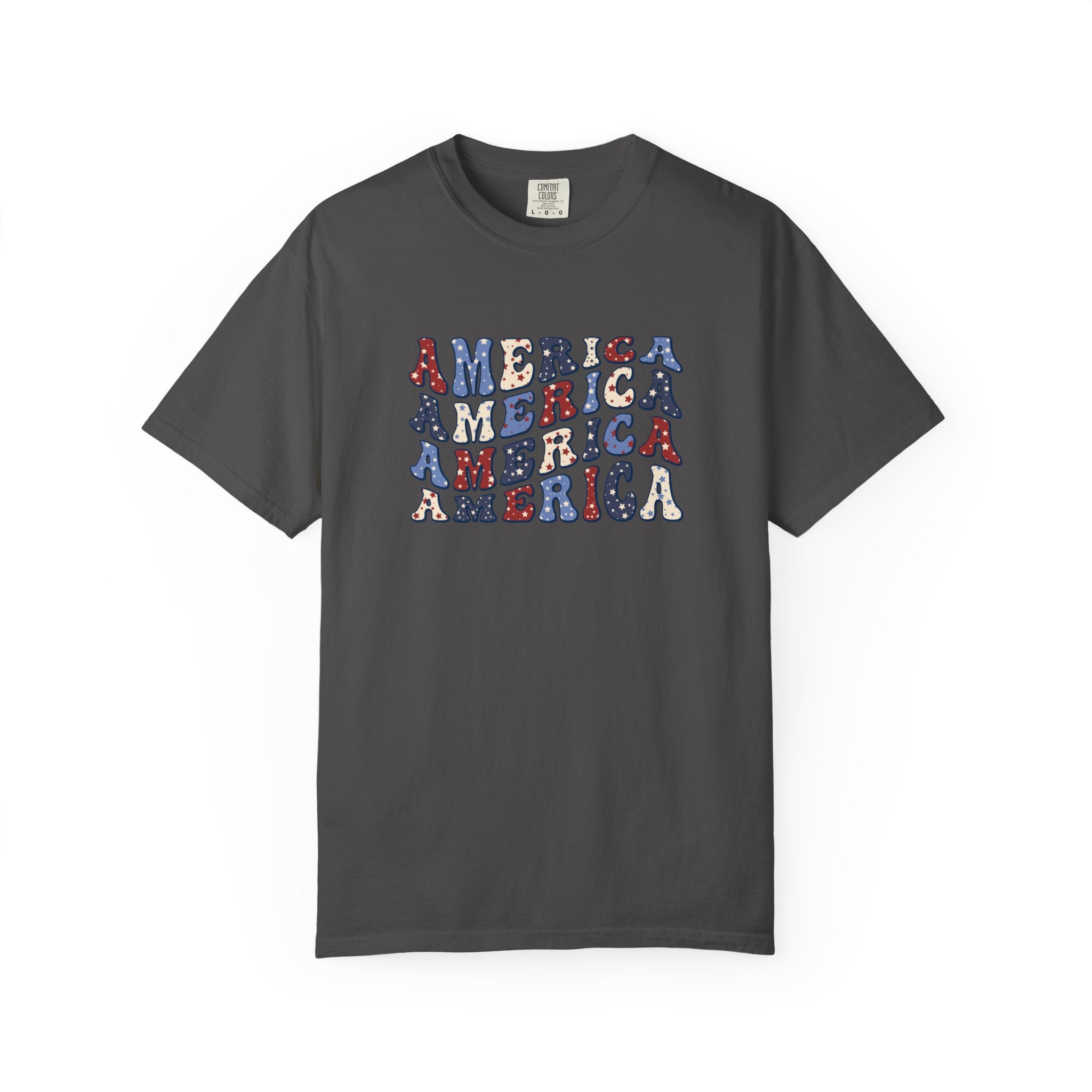 America Repeat Graphic T-Shirt — Retro Red & Blue Patriotic Tee