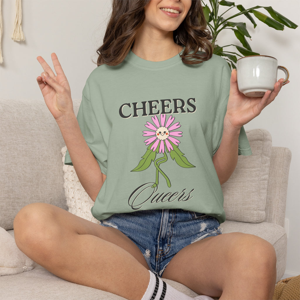 Cheers Queers Floral T-Shirt — Pride Friendly Graphic Tee