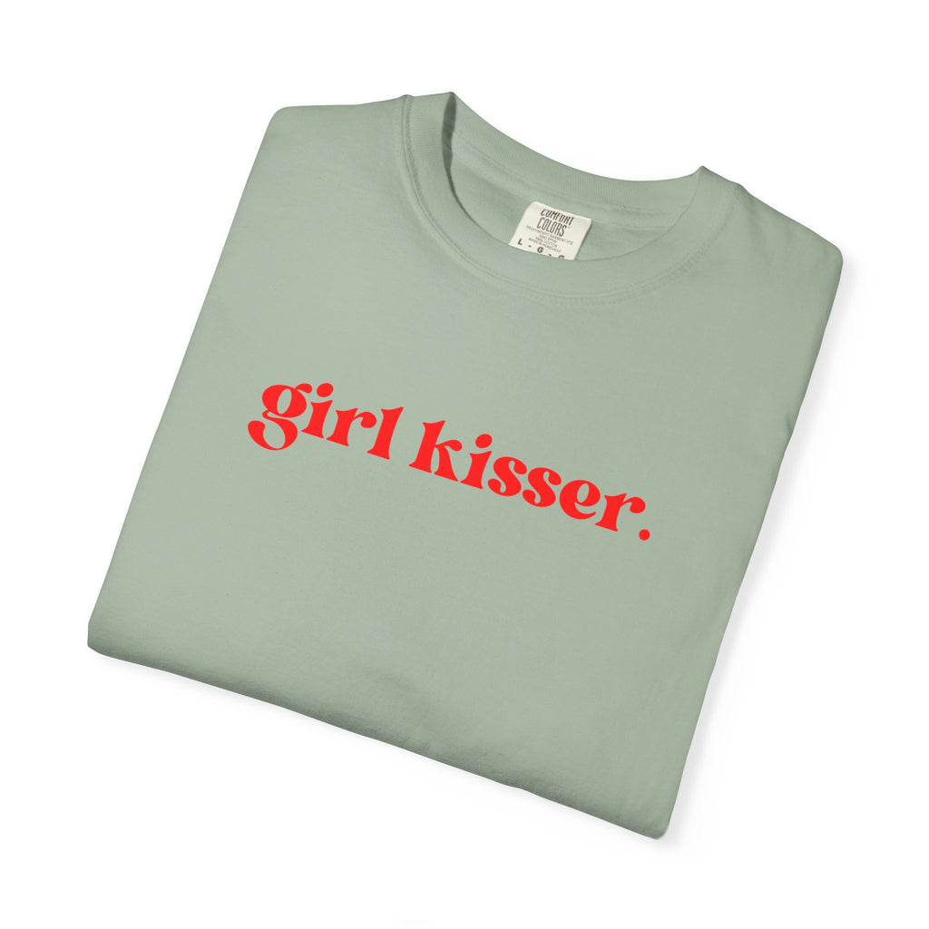 Girl Kisser T‑Shirt — White Tee with Red Script