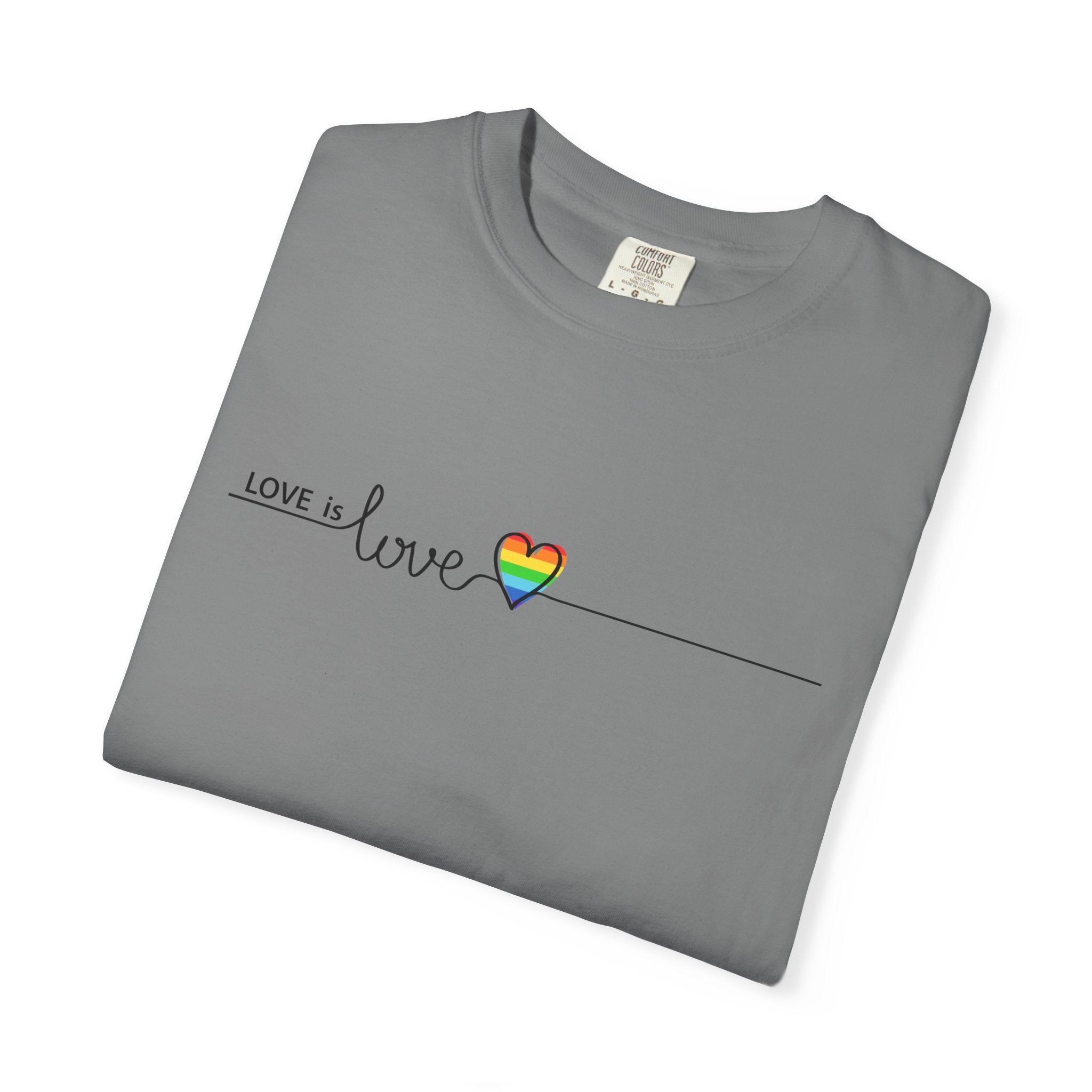 Love is Love T-Shirt — Minimal Rainbow Heart Pride Tee