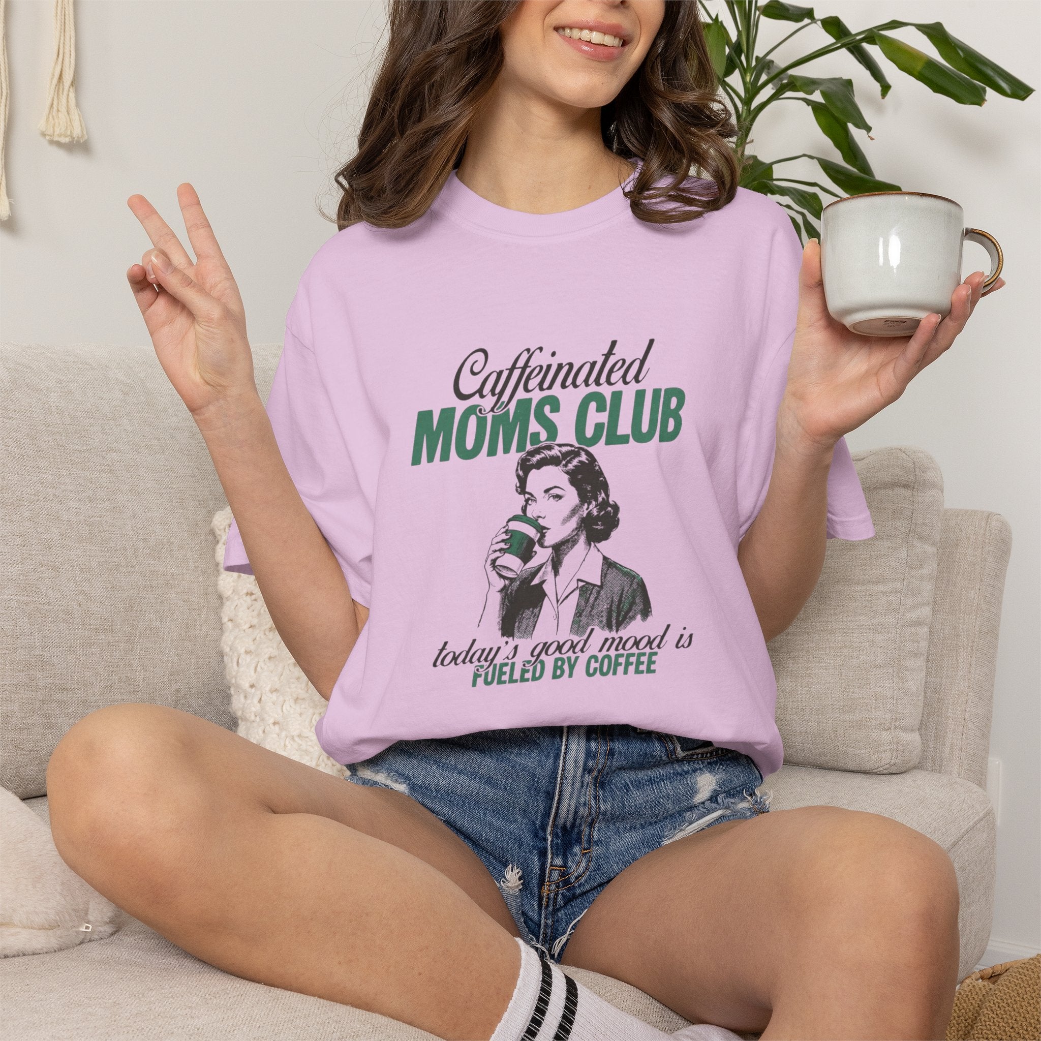 Caffeinated Moms Club T-Shirt — Vintage Coffee Mom Tee ("Fueled by Coffee")