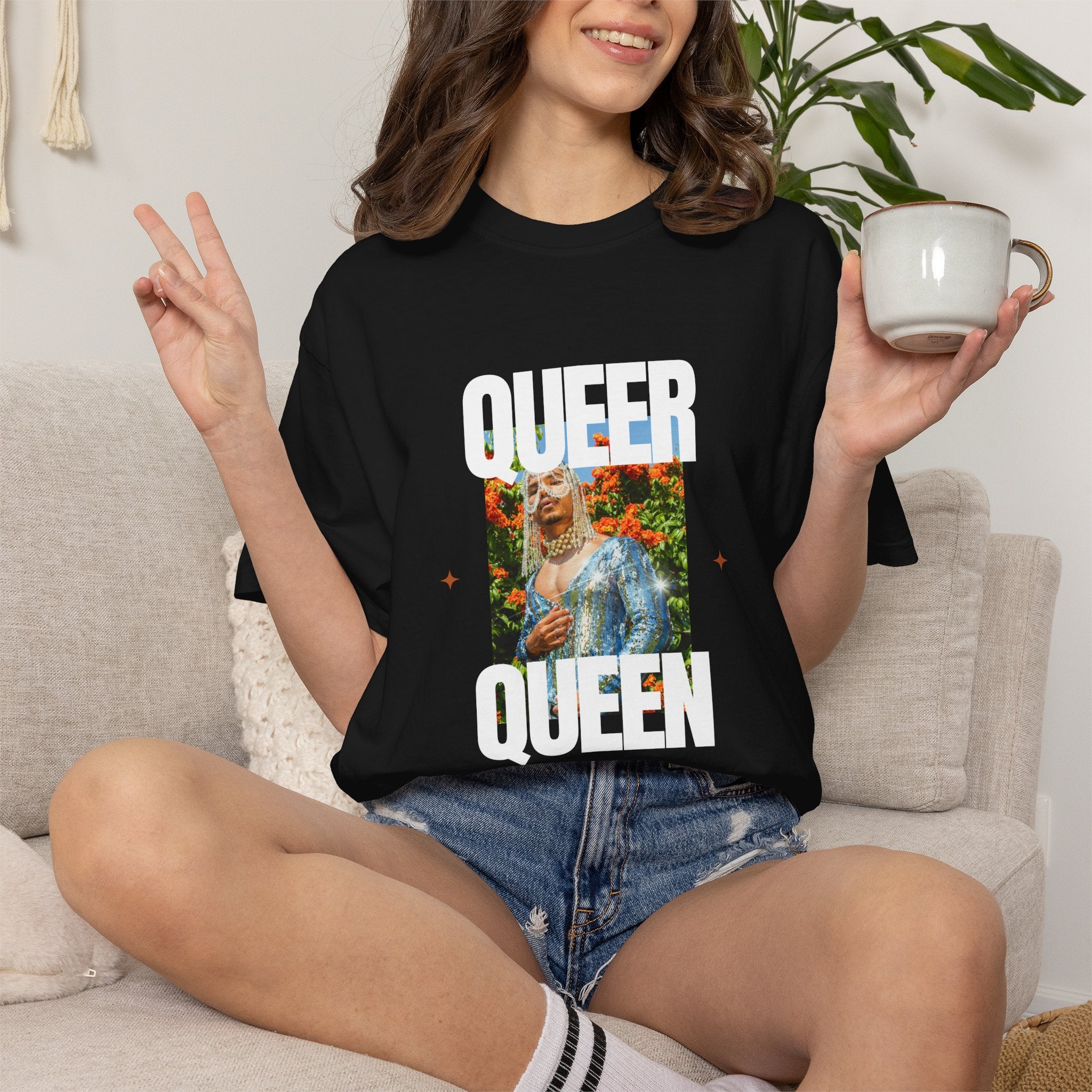 Queer Queen T-Shirt — Vintage Floral Pride Graphic Tee