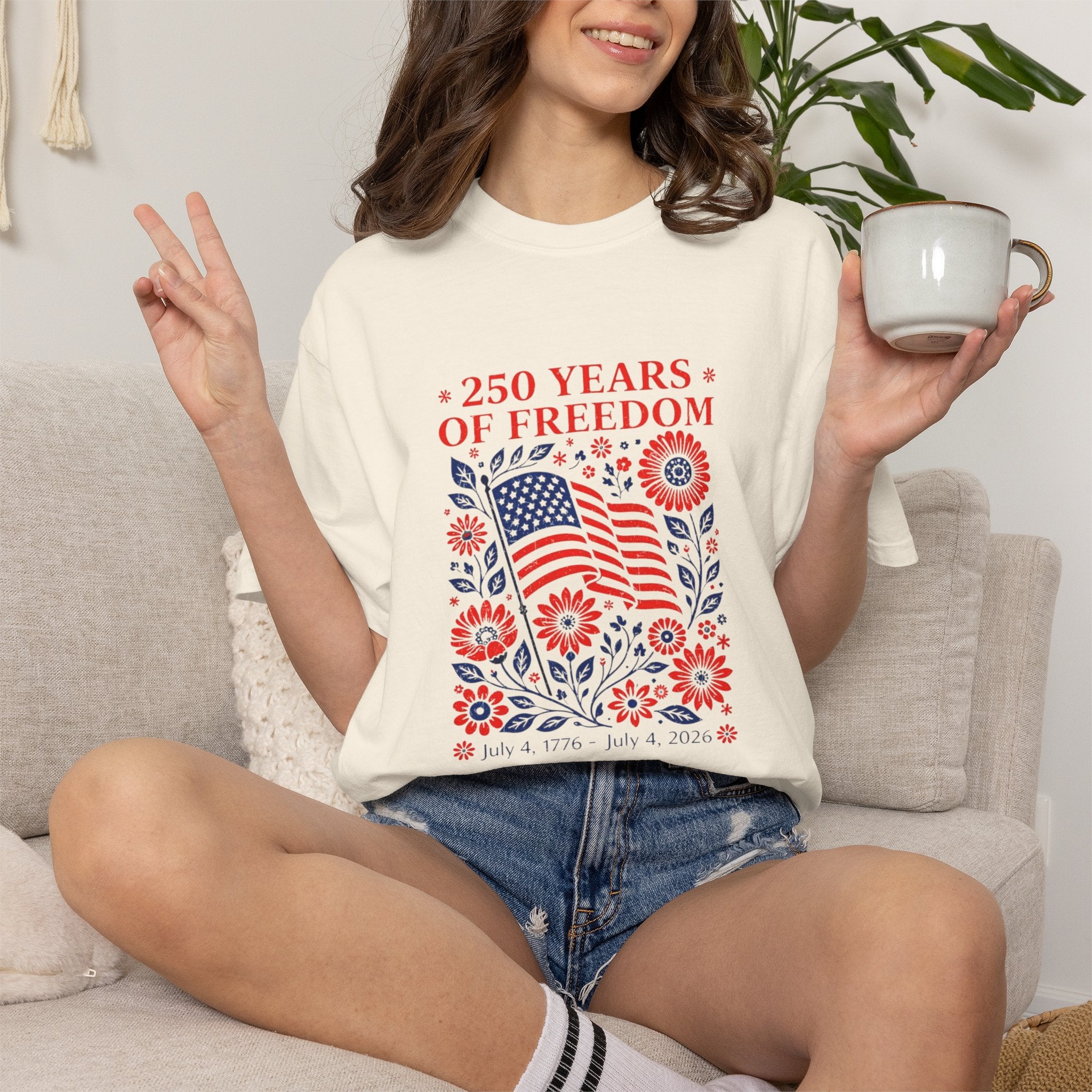 250 Years of Freedom Flag T-Shirt — Patriotic 4th of July Tee