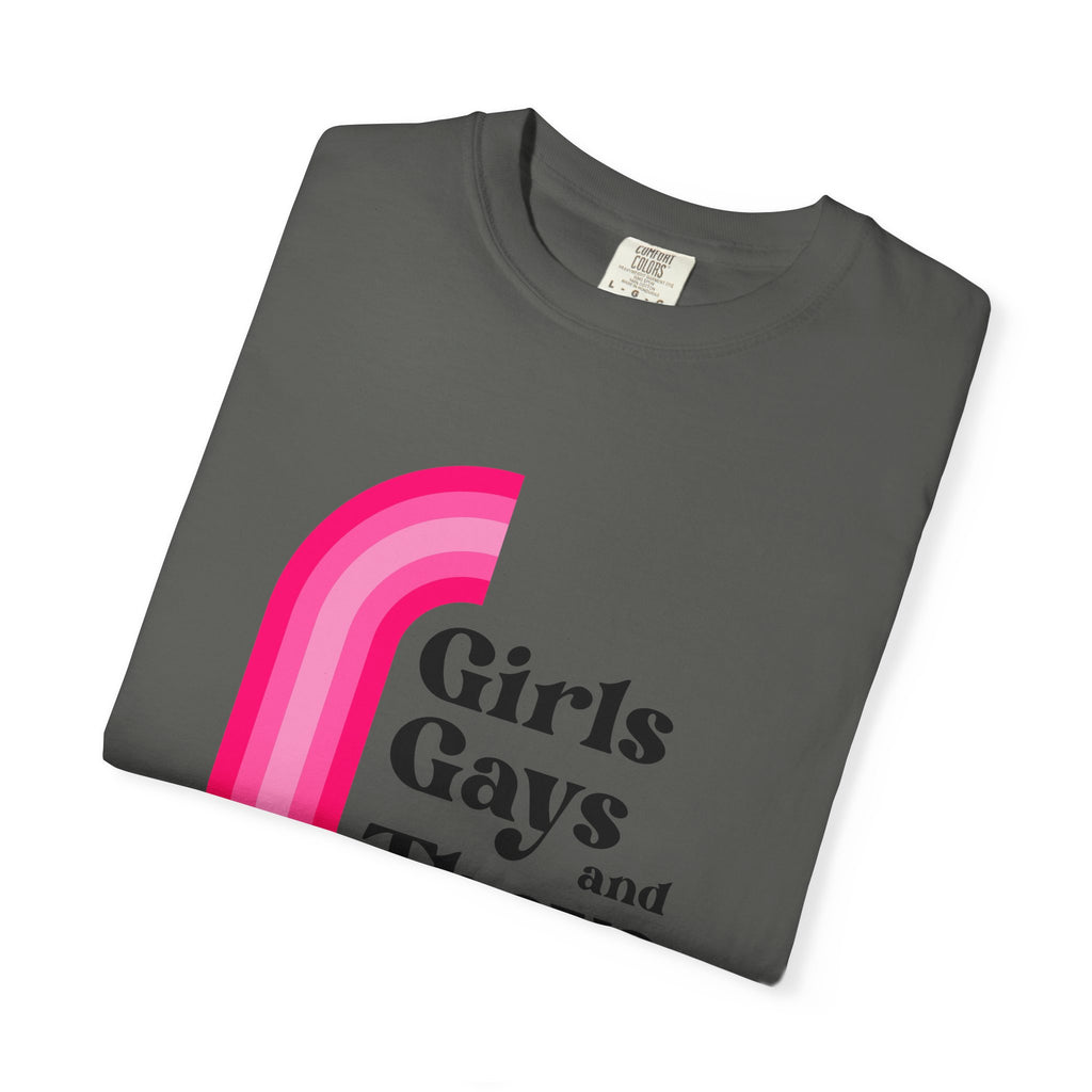Girls, Gays & Theys T-Shirt — Pride Retro Pink Rainbow Tee