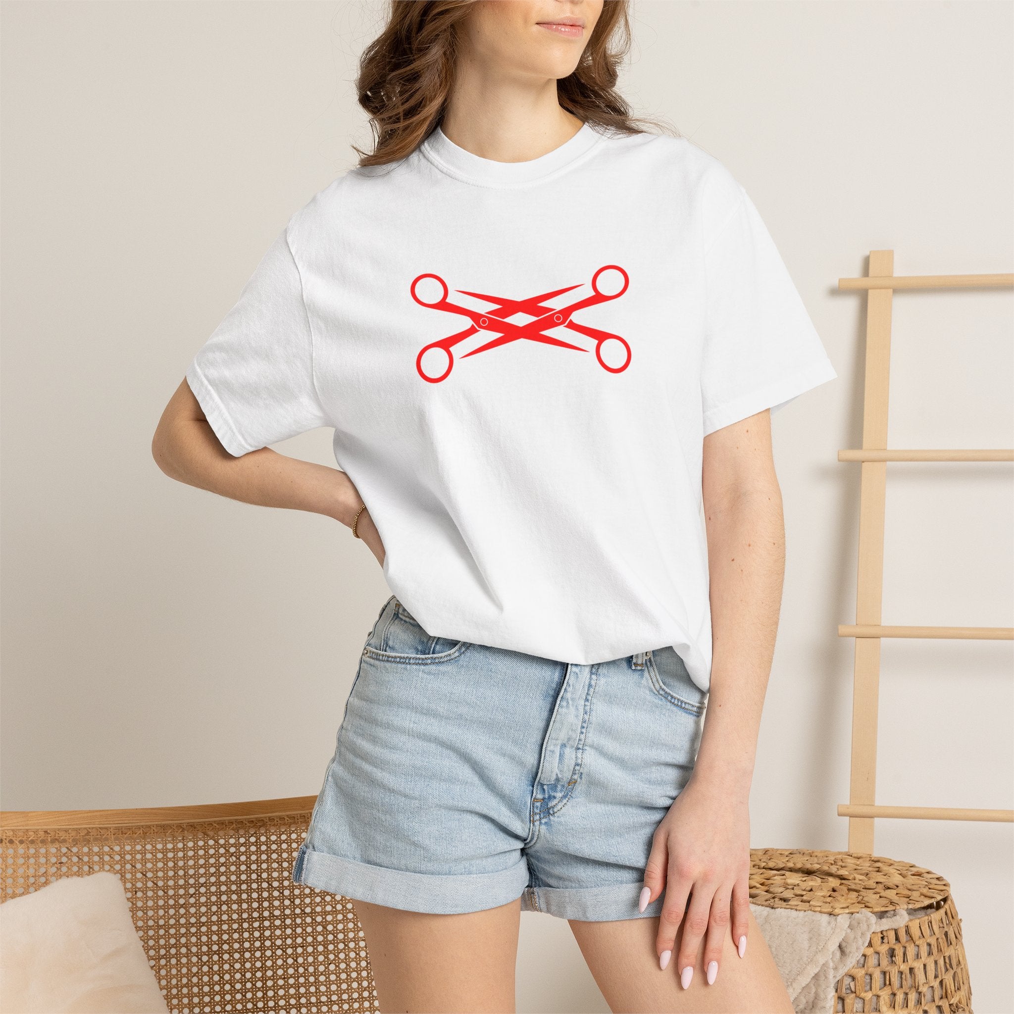 Scissors Cross Graphic T-Shirt — Minimalist Barber & Stylist Tee