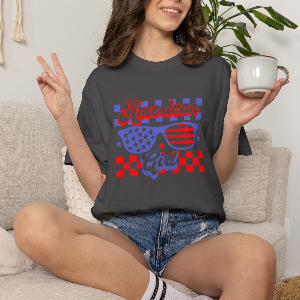 American Girl T-Shirt — Retro Patriotic Sunglasses Tee
