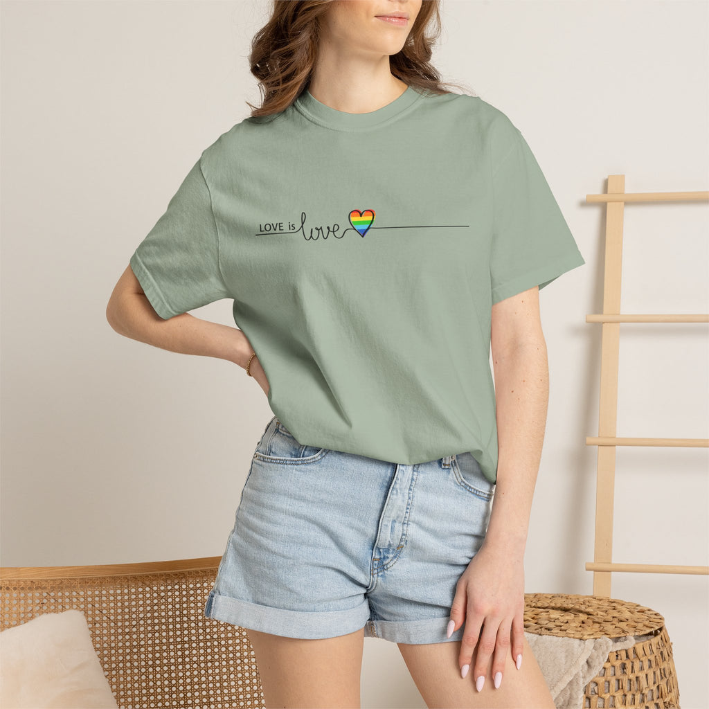 Love is Love T-Shirt — Minimal Rainbow Heart Pride Tee