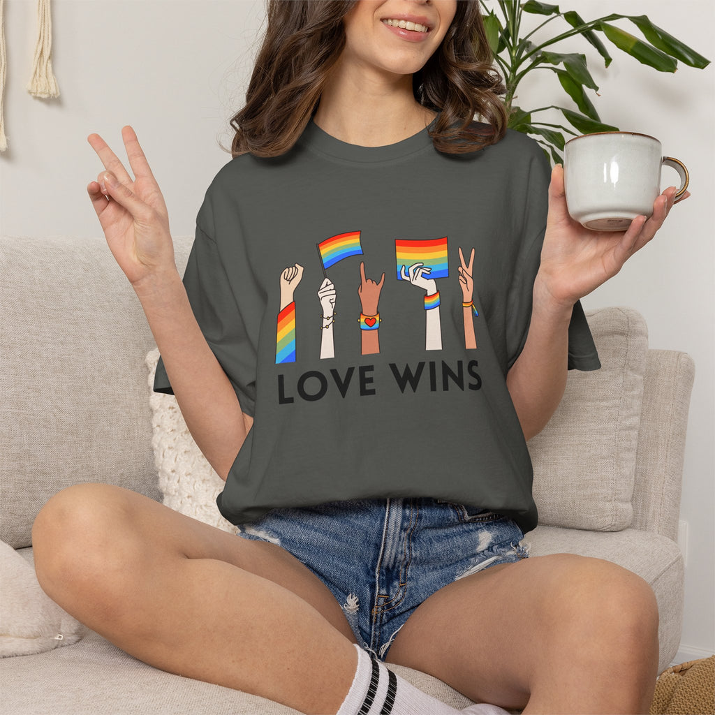 Love Wins T-Shirt — Rainbow Pride Hands Graphic Tee