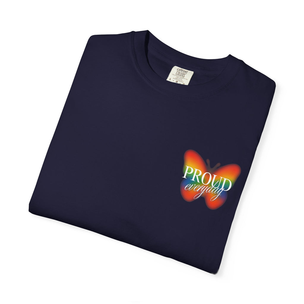 Pride Butterfly T-Shirt — Rainbow "Proud" Graphic Tee