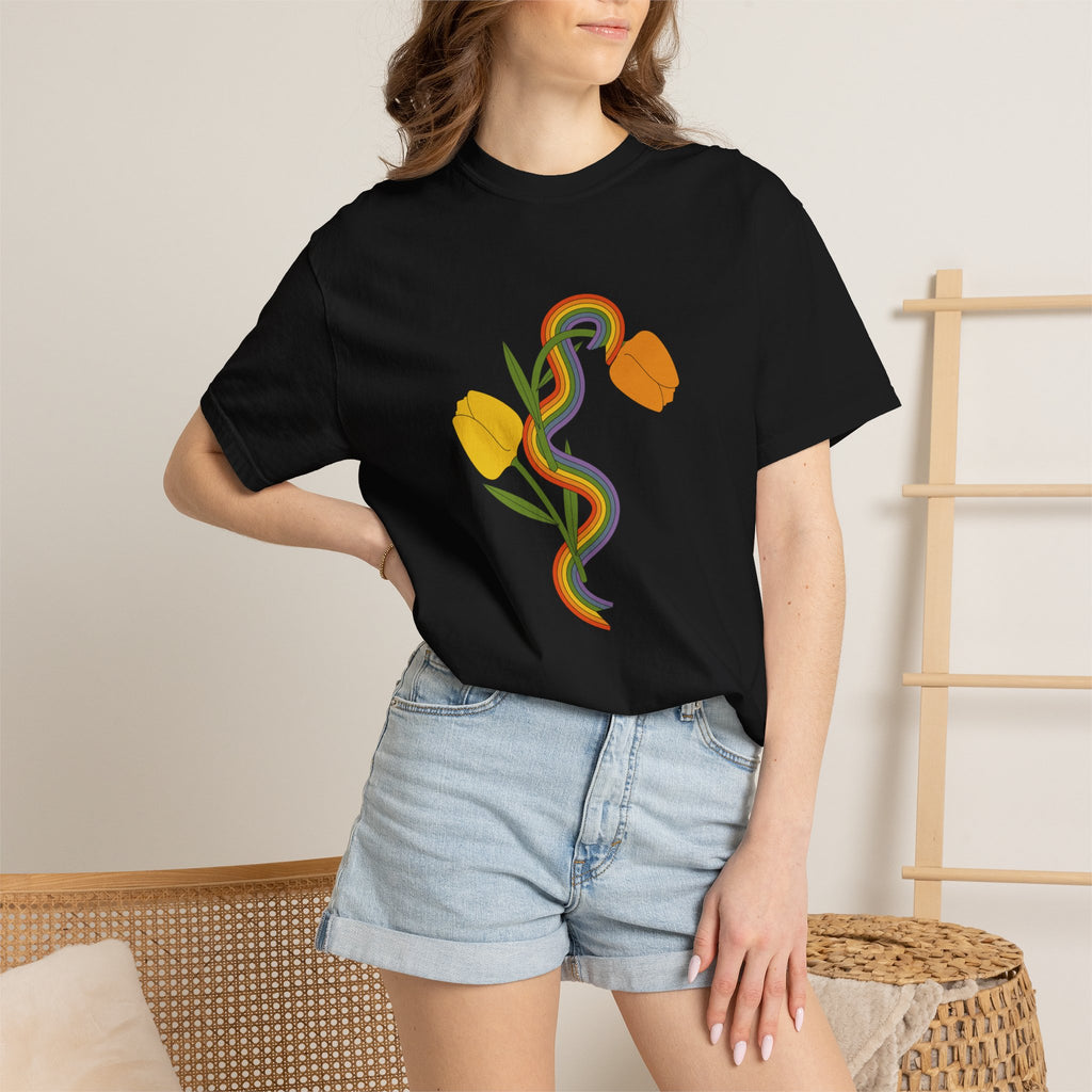Rainbow Snake & Tulips Graphic T-Shirt