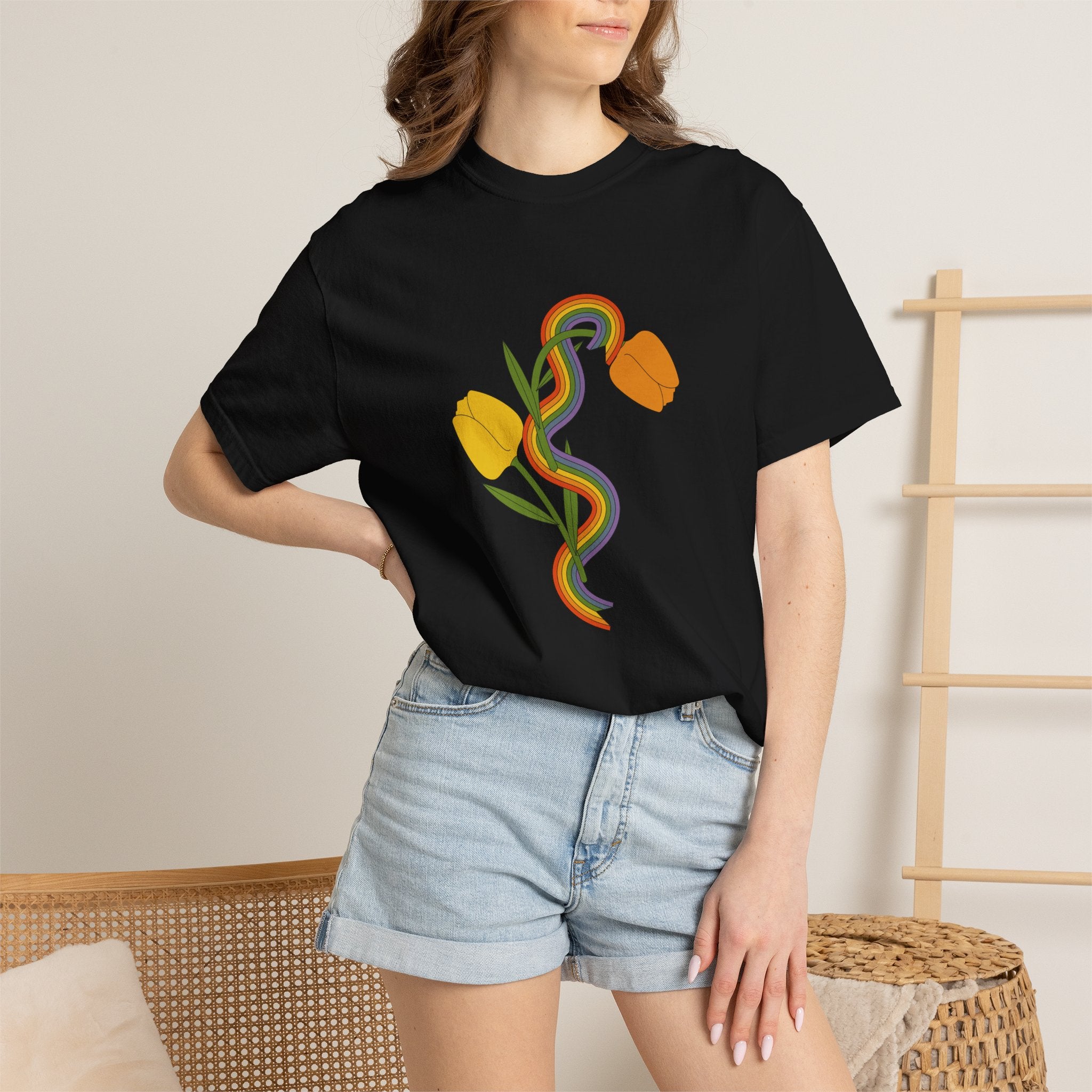 Rainbow Snake & Tulips Graphic T-Shirt